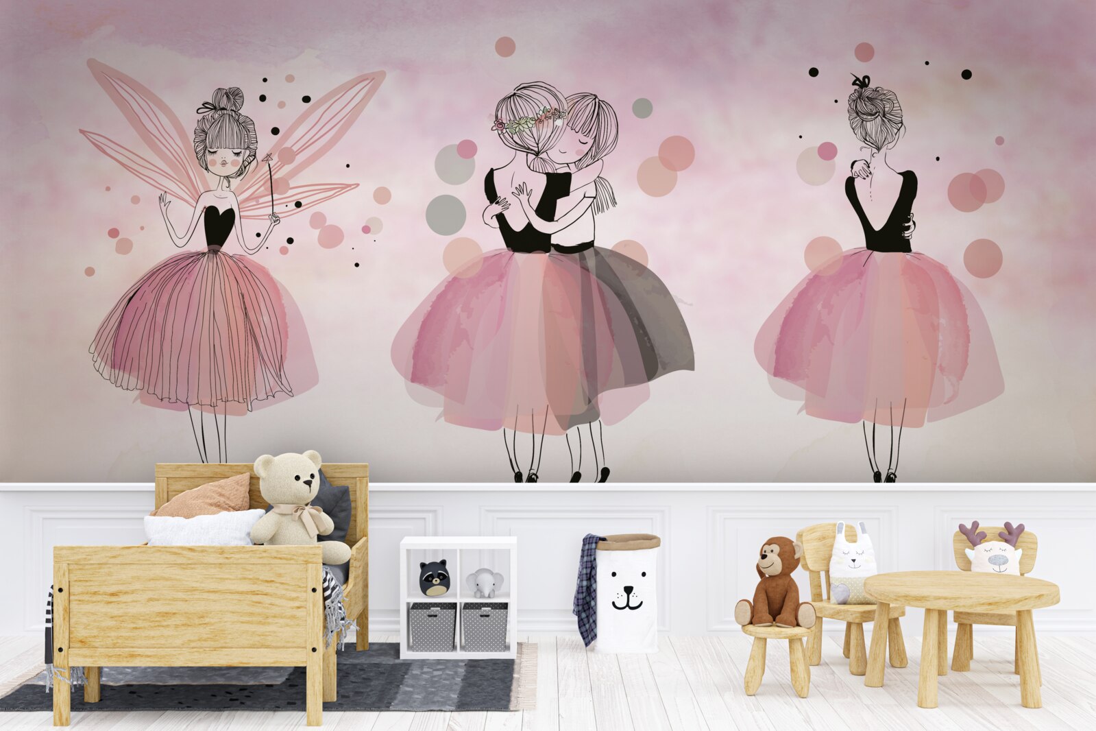 Papier peint robe et vêtements roses