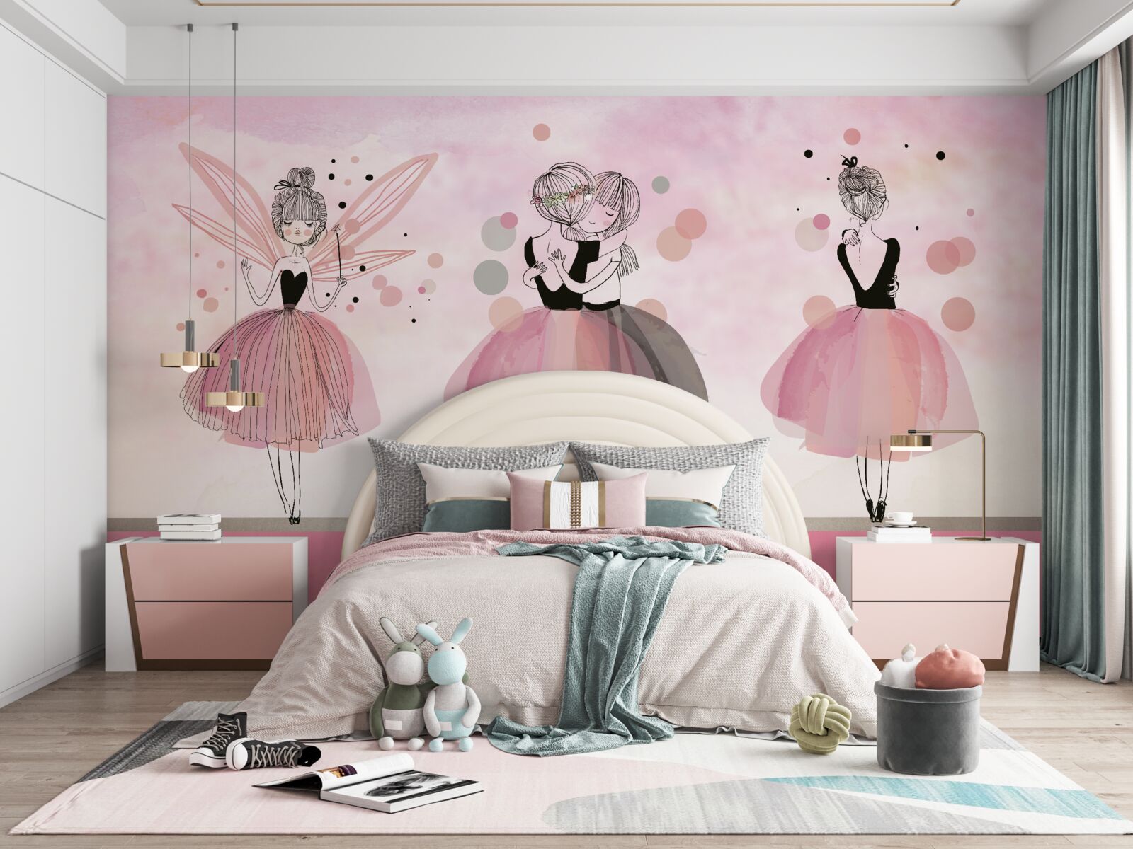 Papier peint robe et vêtements roses