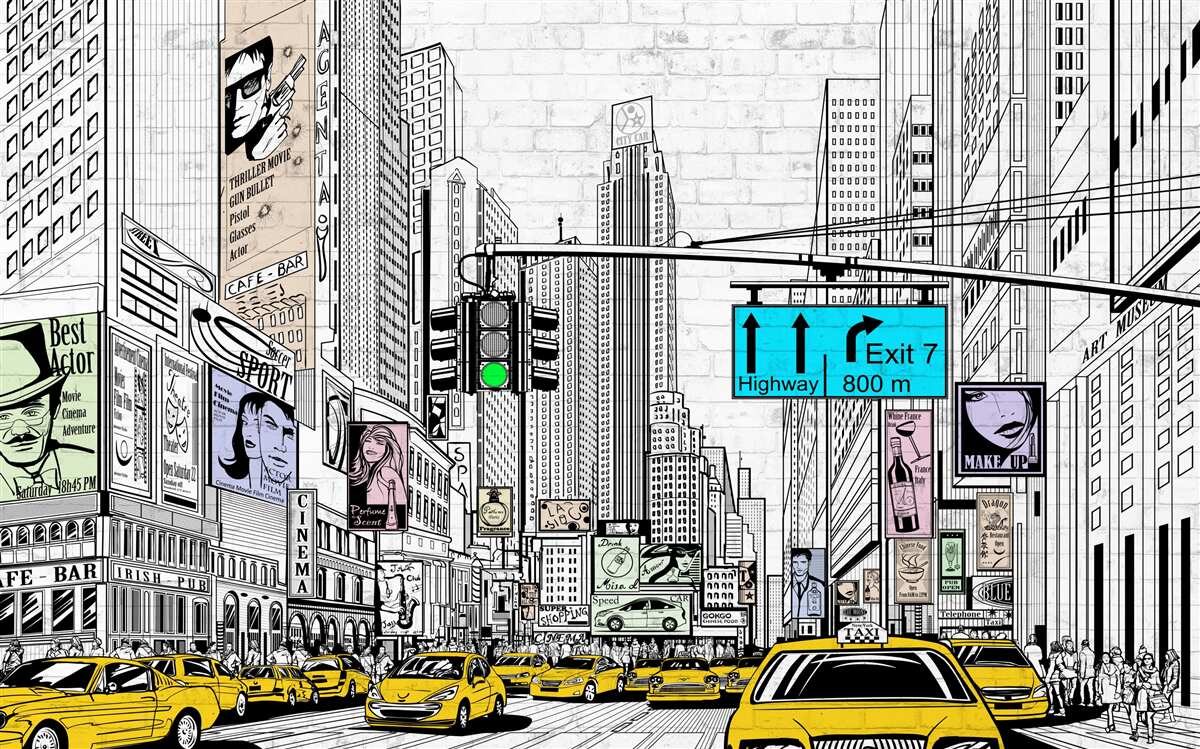 Papier peint les mégapoles et les zones peuplées sont marquées en jaune