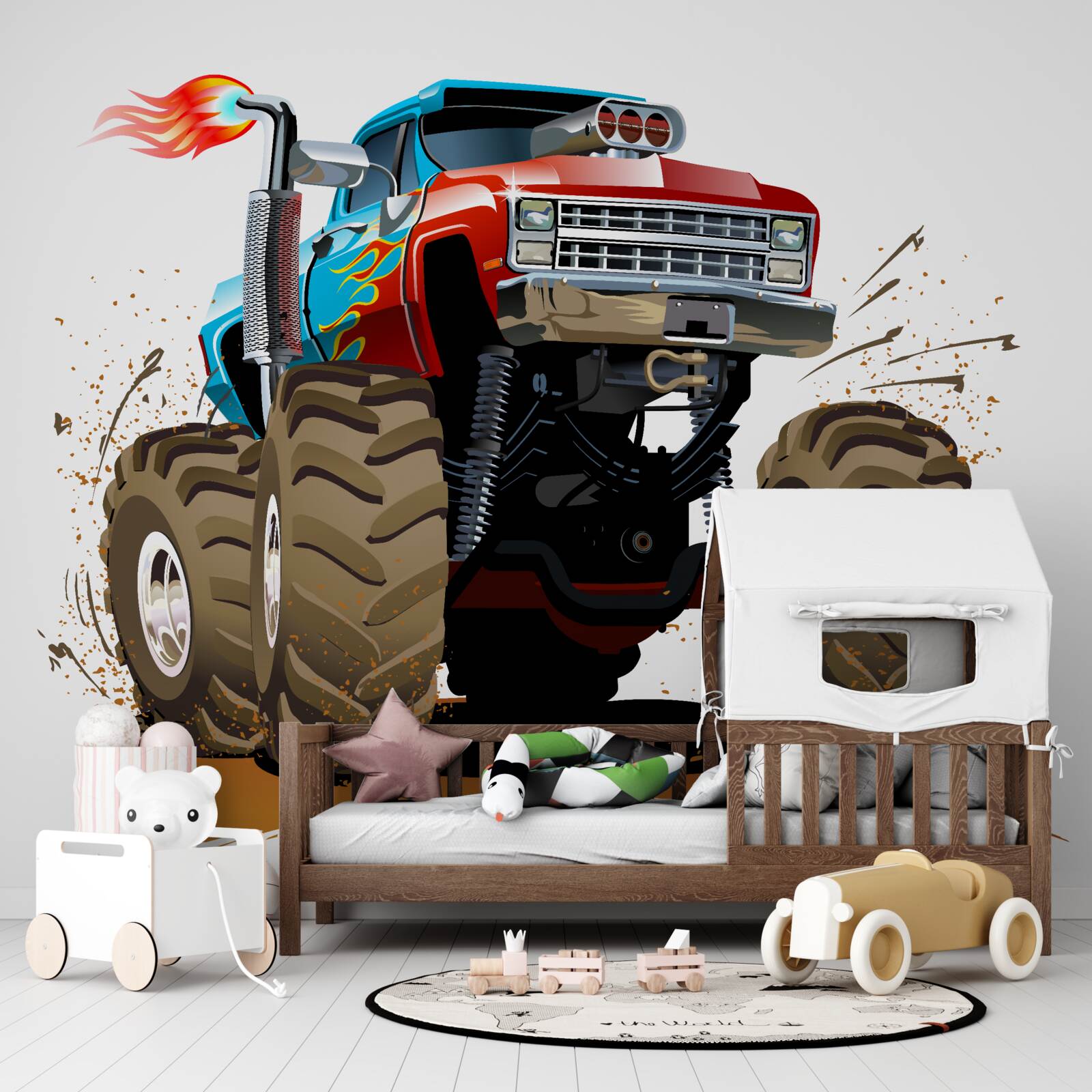 Papier peint véhicule de transport de fond, camionnette géante et moyens de transport