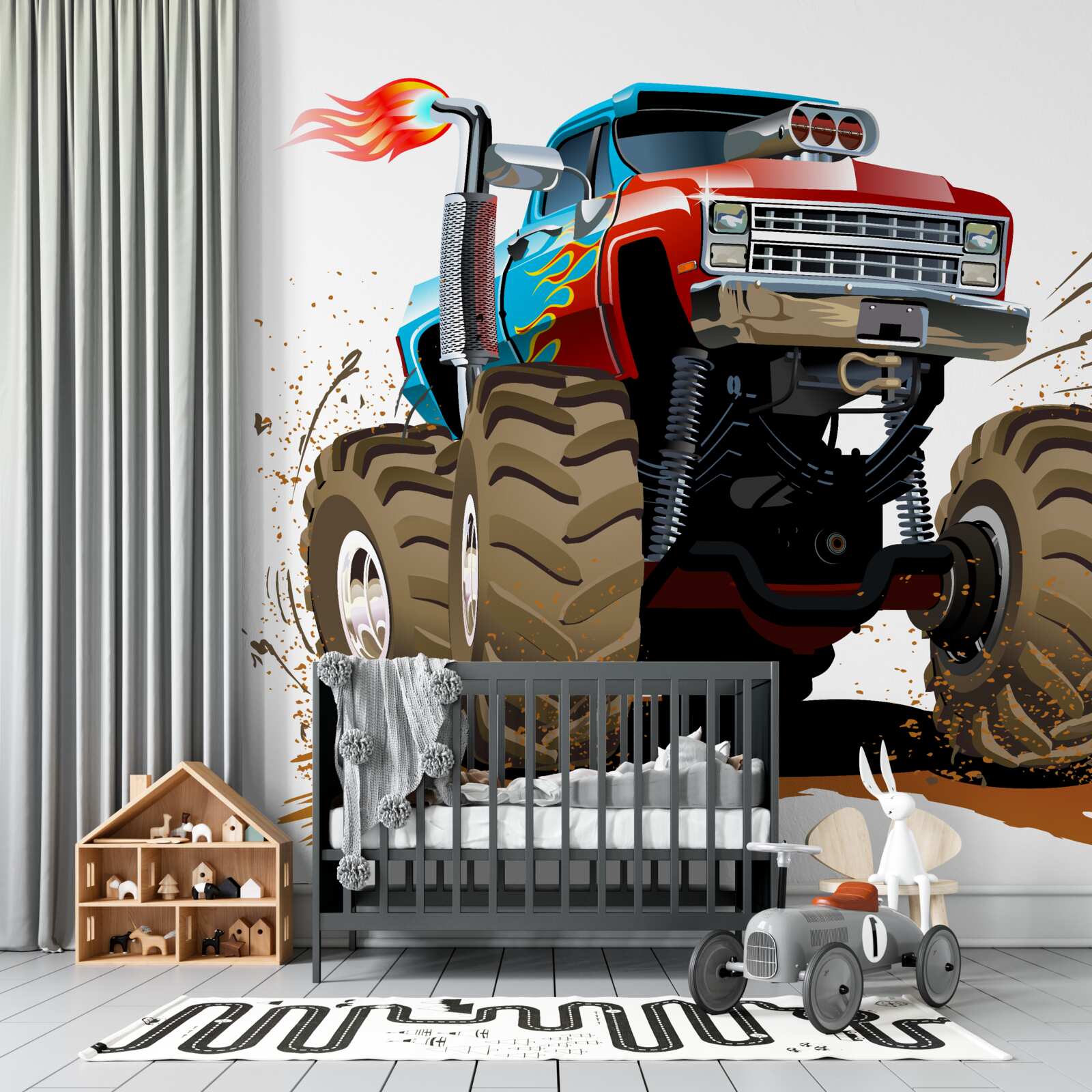 Papier peint véhicule de transport de fond, camionnette géante et moyens de transport