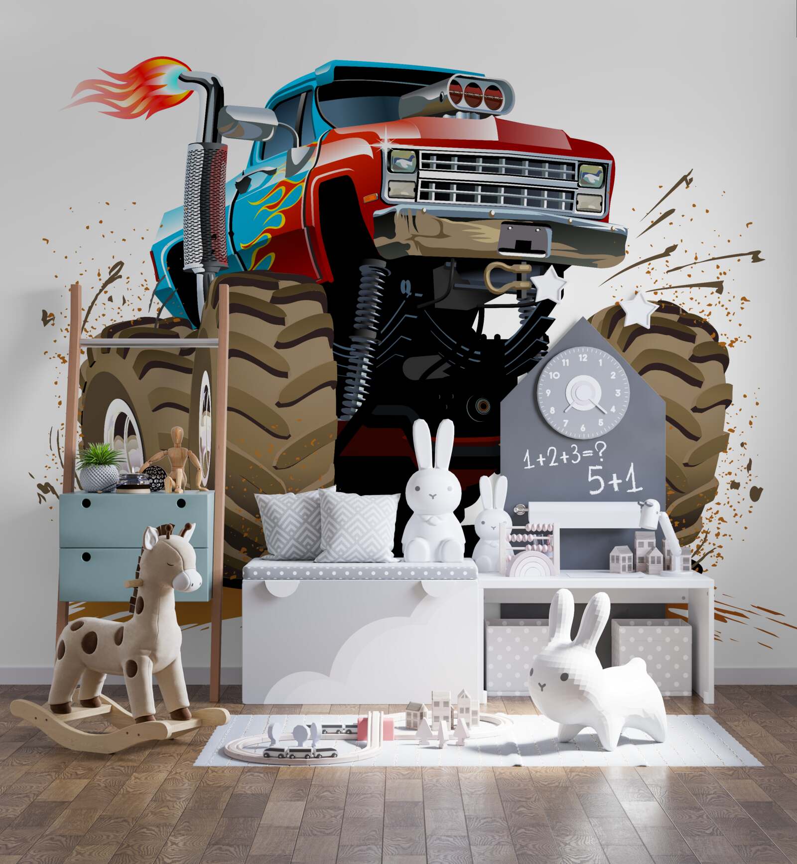 Papier peint véhicule de transport de fond, camionnette géante et moyens de transport