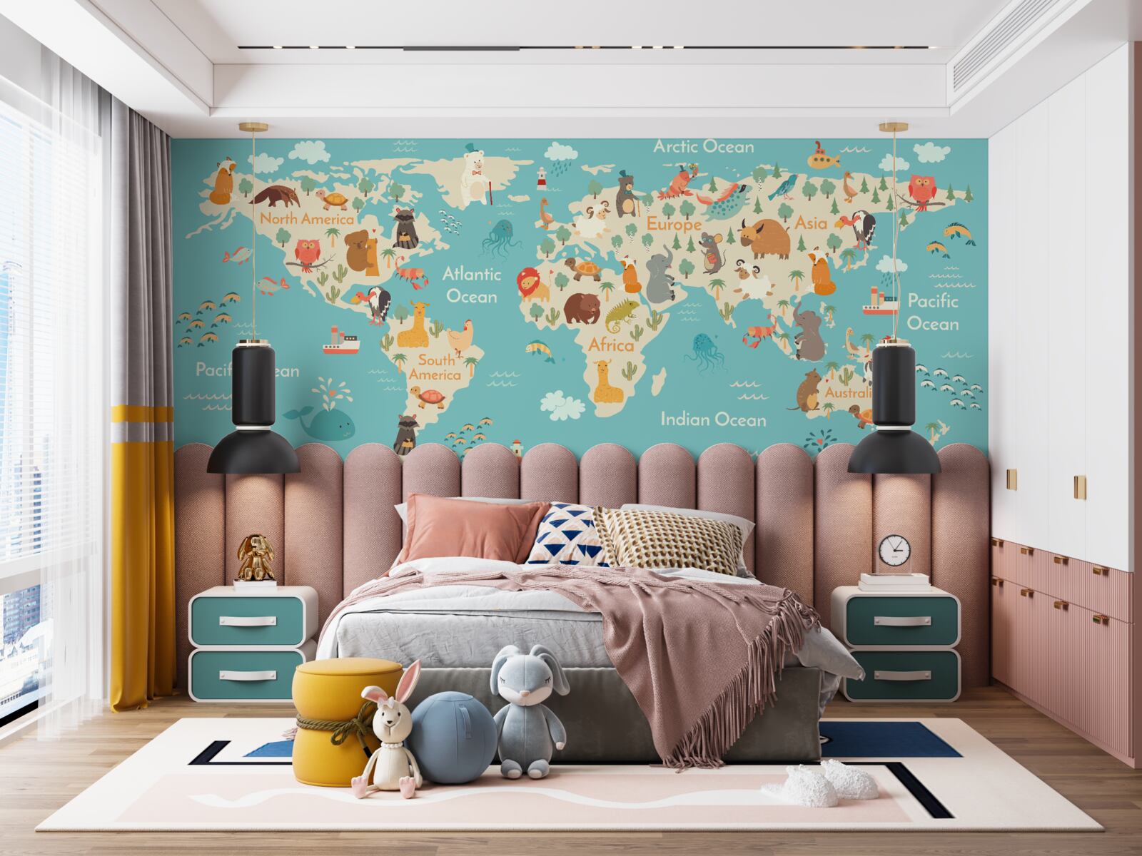 Papier peint carte d'ombre turquoise