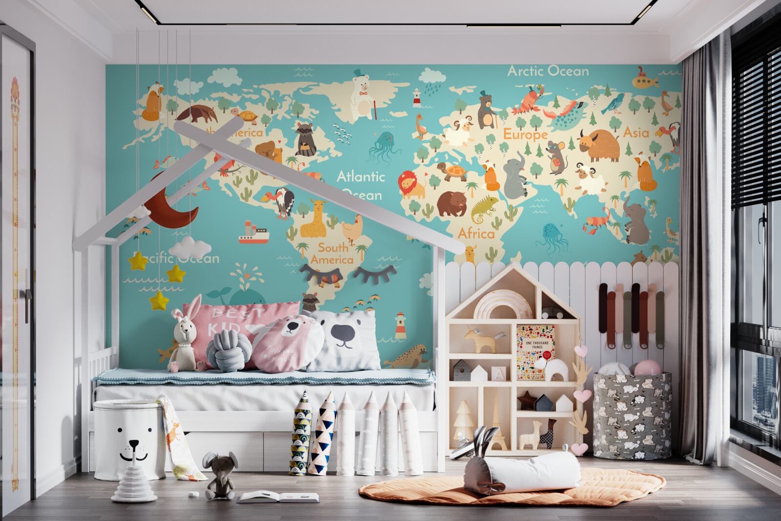 Papier peint carte d'ombre turquoise