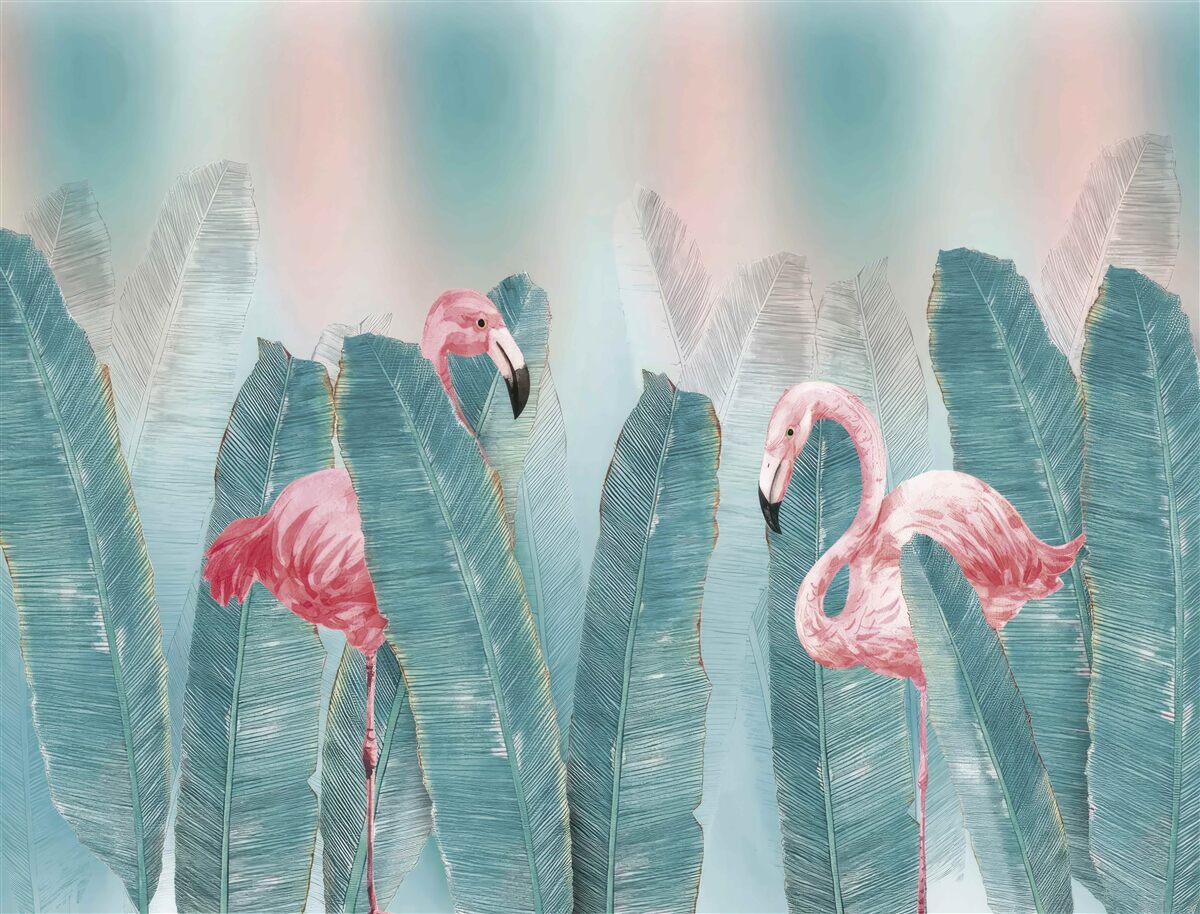 Papier peint flamant rose