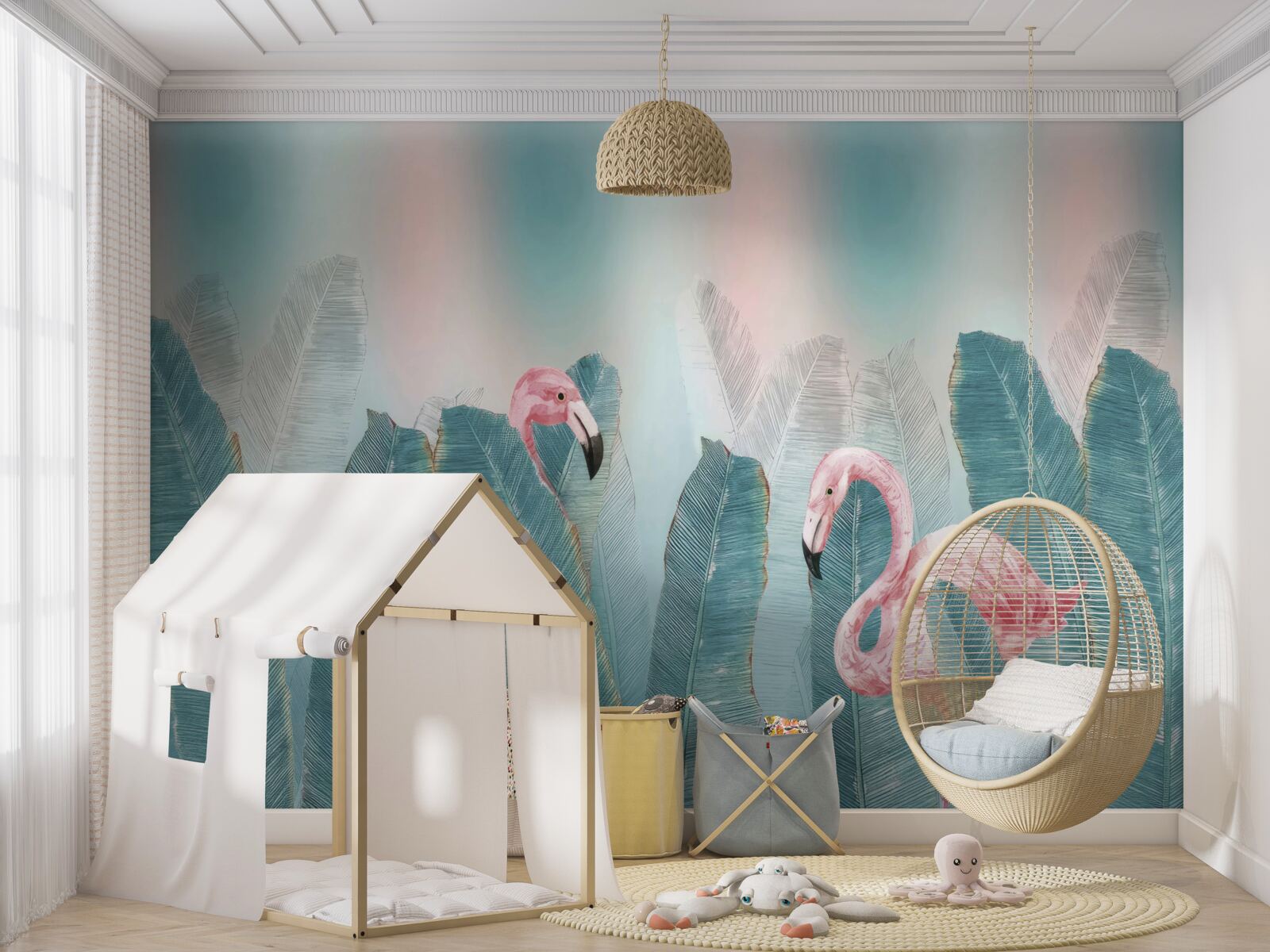 Papier peint flamant rose