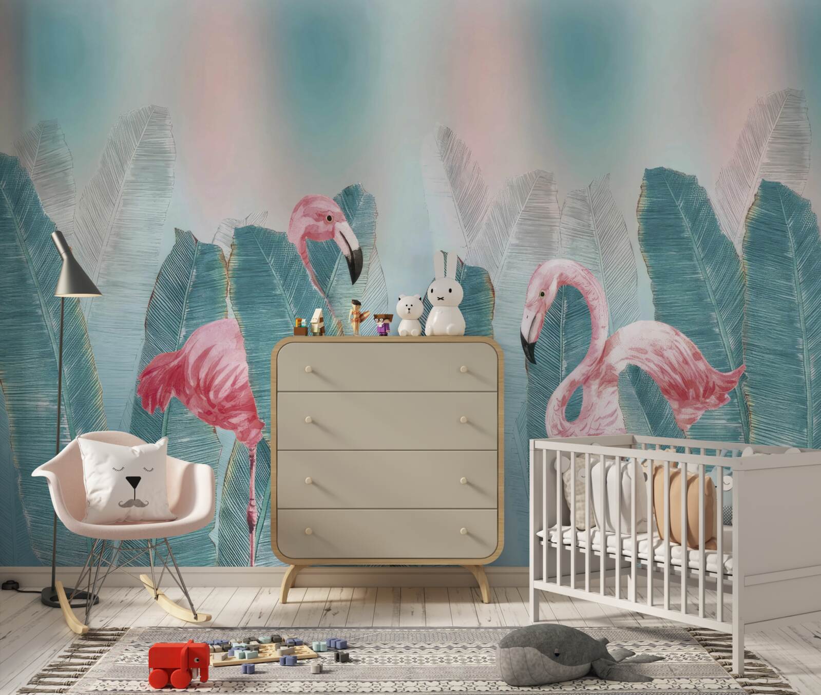 Papier peint flamant rose