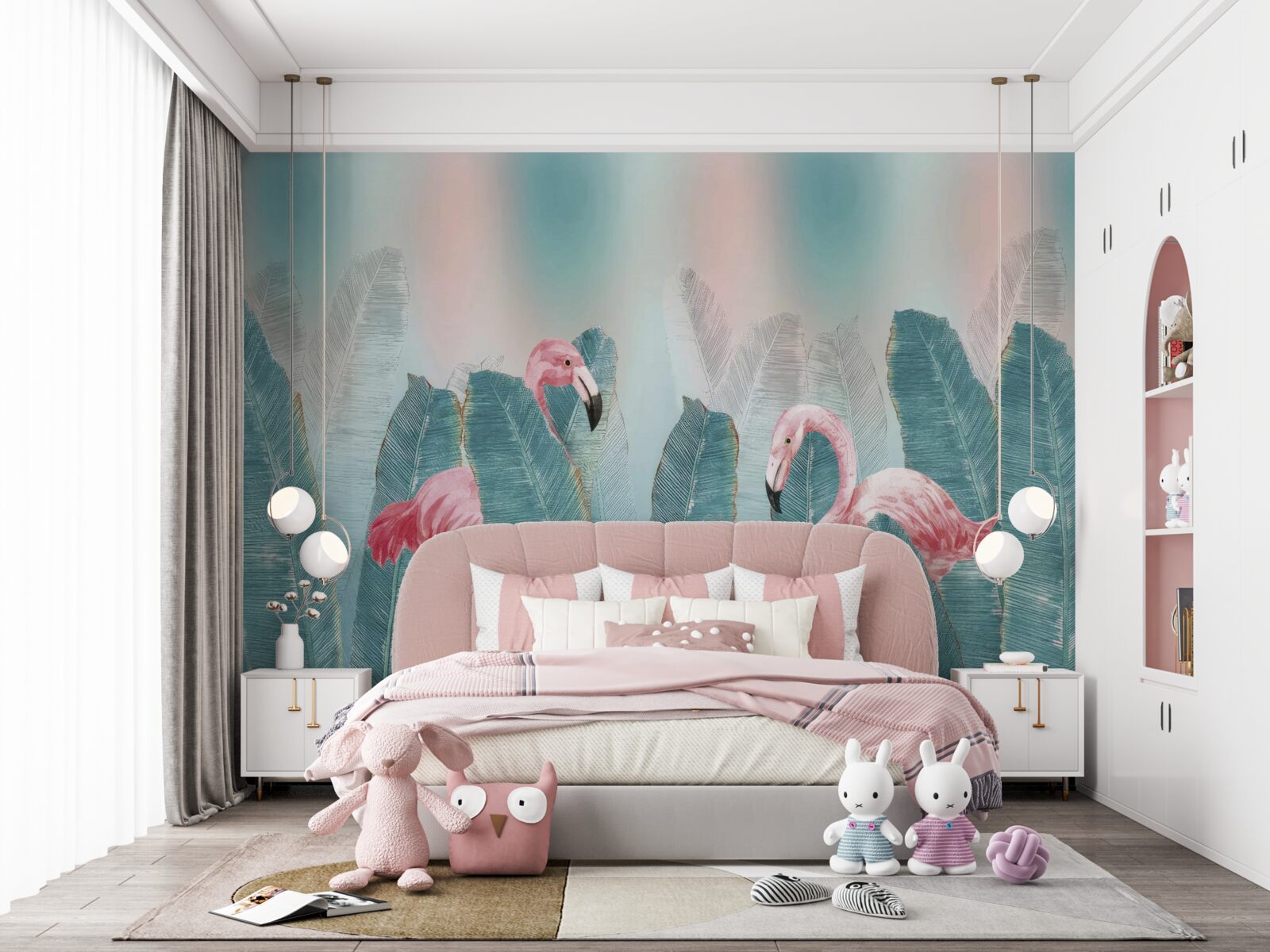 Papier peint flamant rose