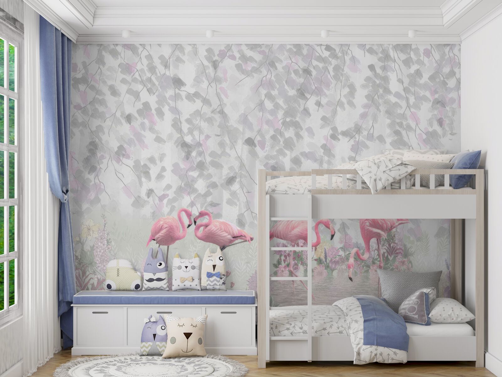 Papier peint flamant rose