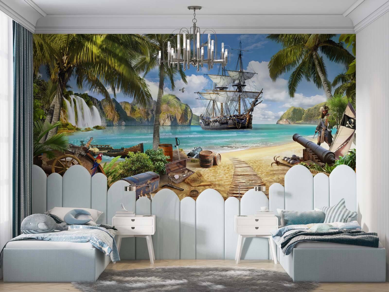 Papier peint voiture, caravelle et galion