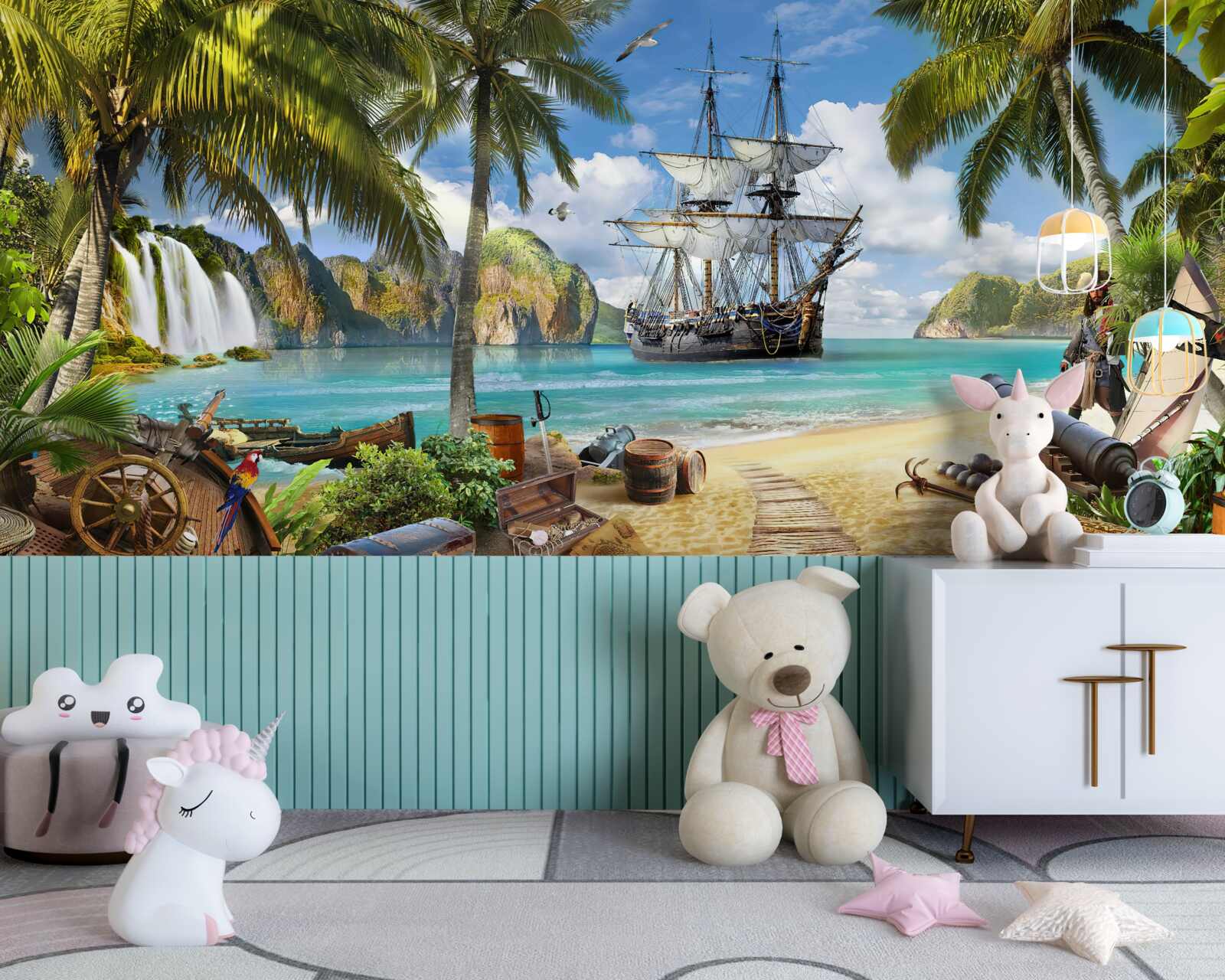 Papier peint voiture, caravelle et galion