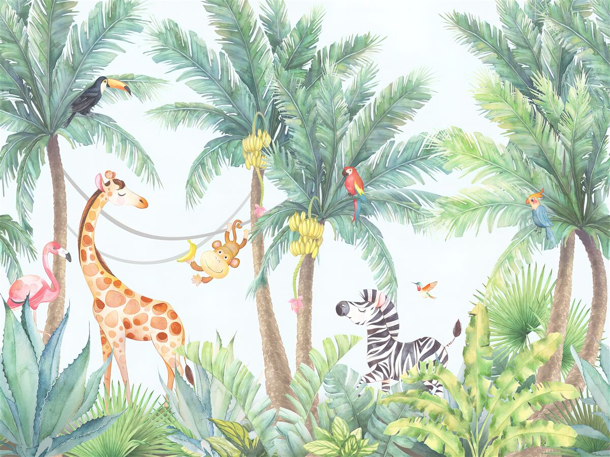 Papier peint papier peint et girafes, à l'exception d'une girafe