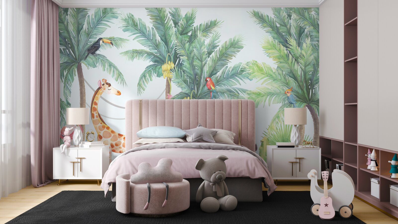 Papier peint papier peint et girafes, à l'exception d'une girafe