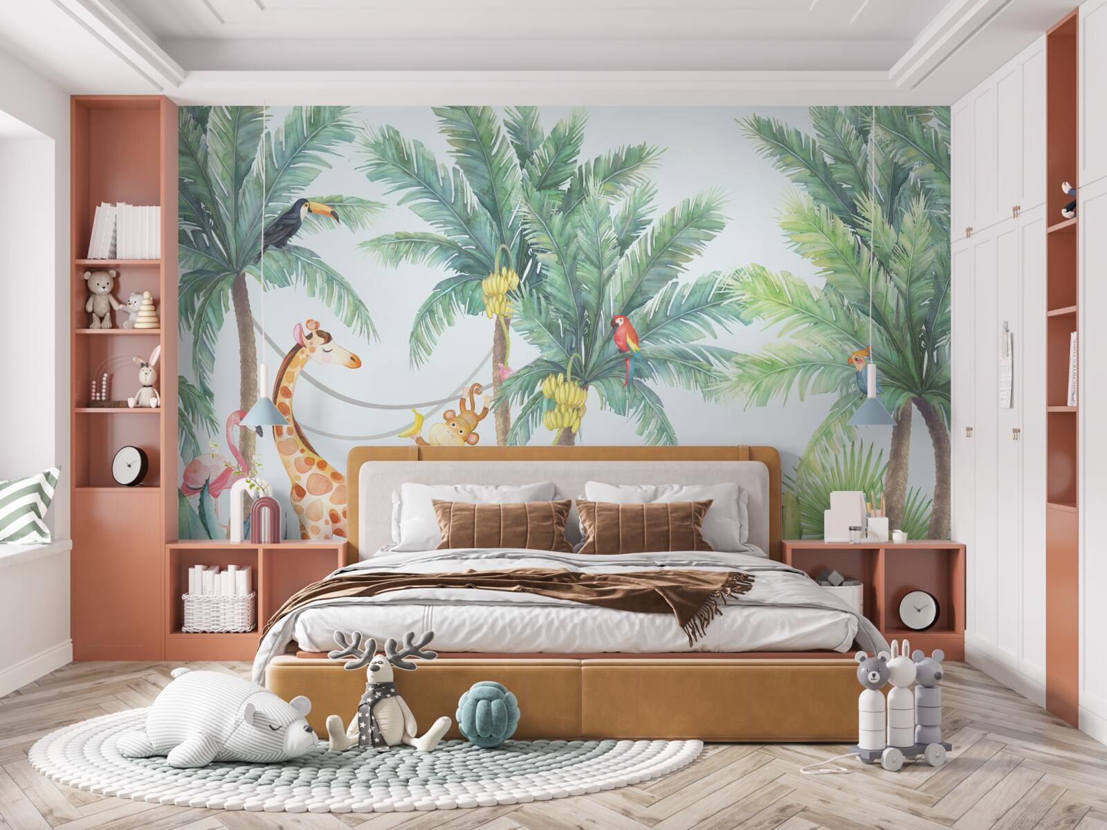 Papier peint papier peint et girafes, à l'exception d'une girafe