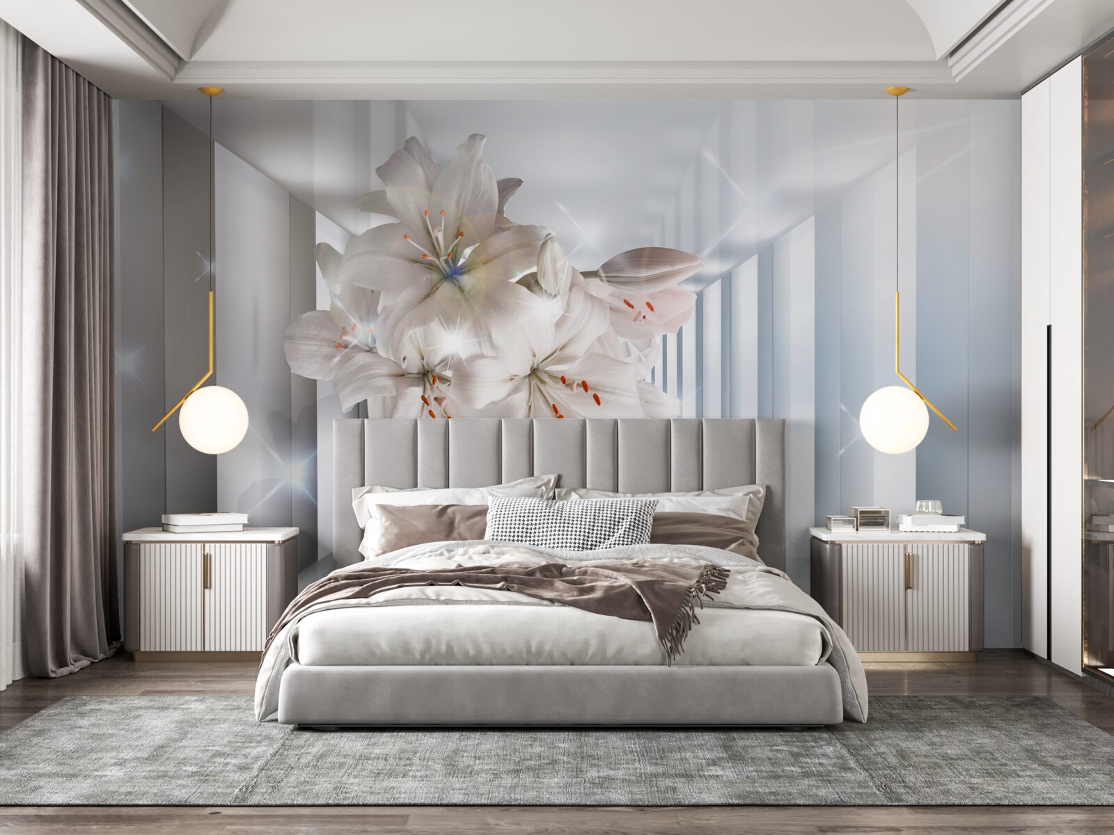 Papier peint des lys poussent dans le couloir