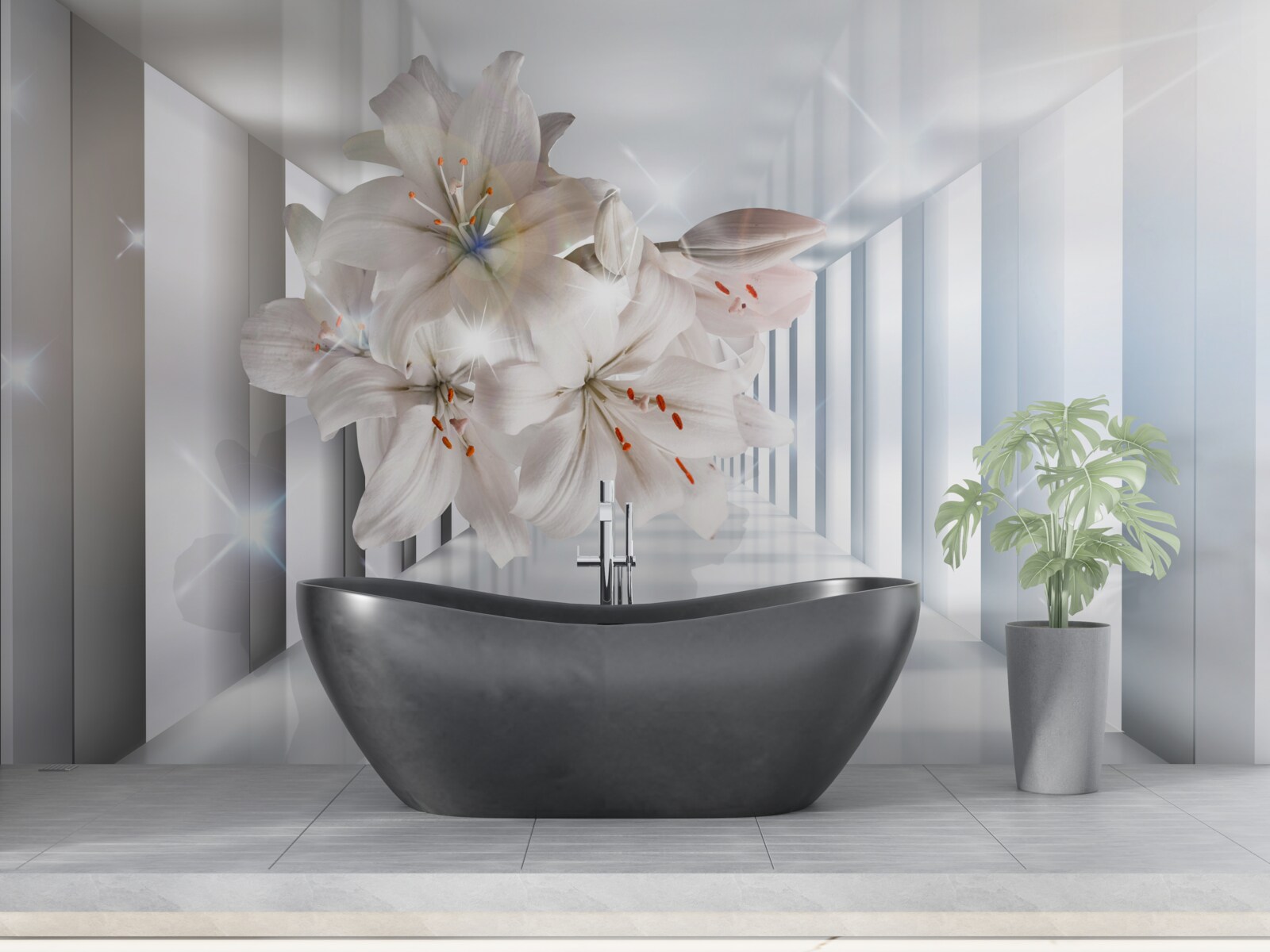 Papier peint des lys poussent dans le couloir