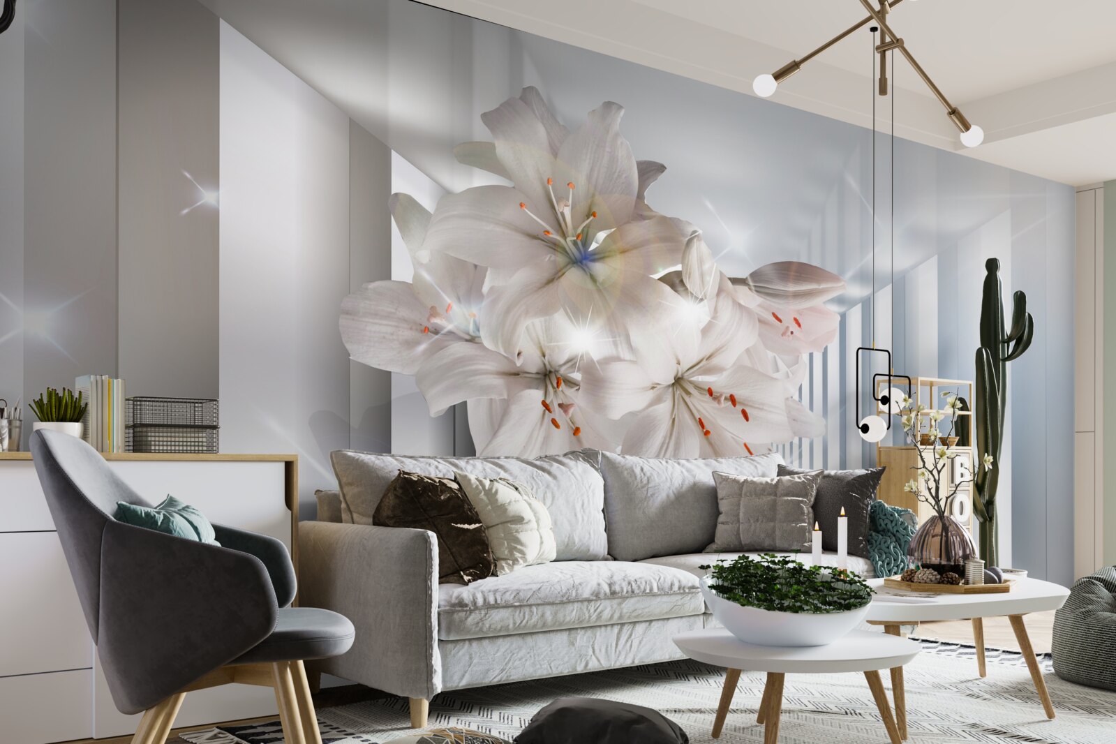 Papier peint des lys poussent dans le couloir