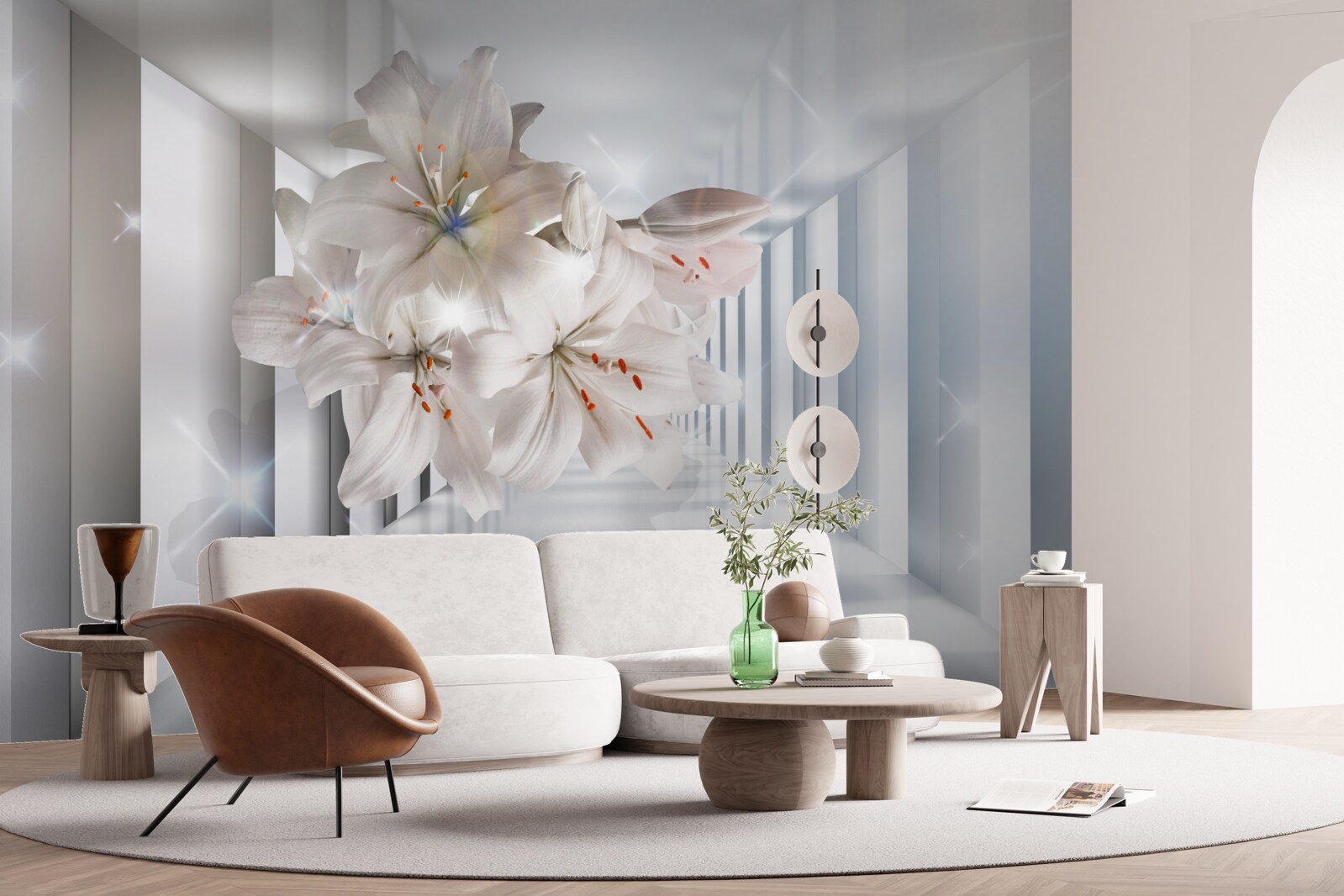 Papier peint des lys poussent dans le couloir