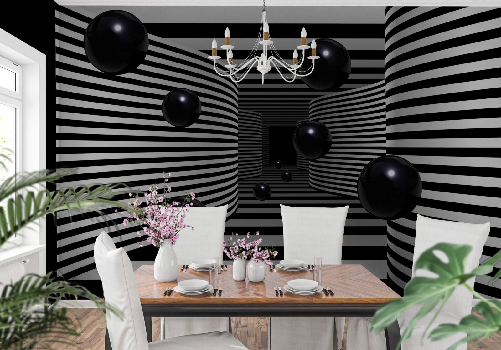 Papier peint boules noires de l'espace