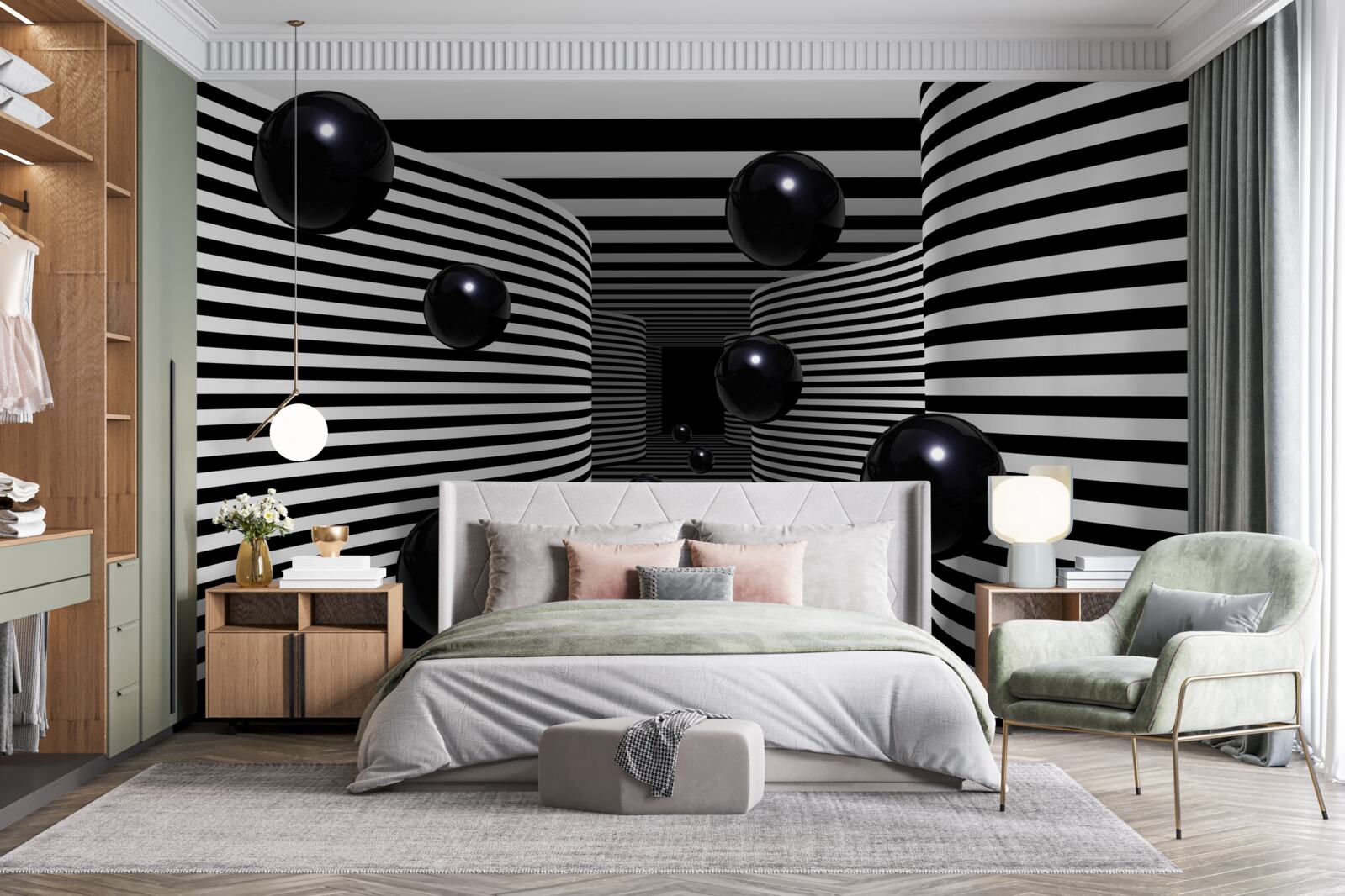 Papier peint boules noires de l'espace