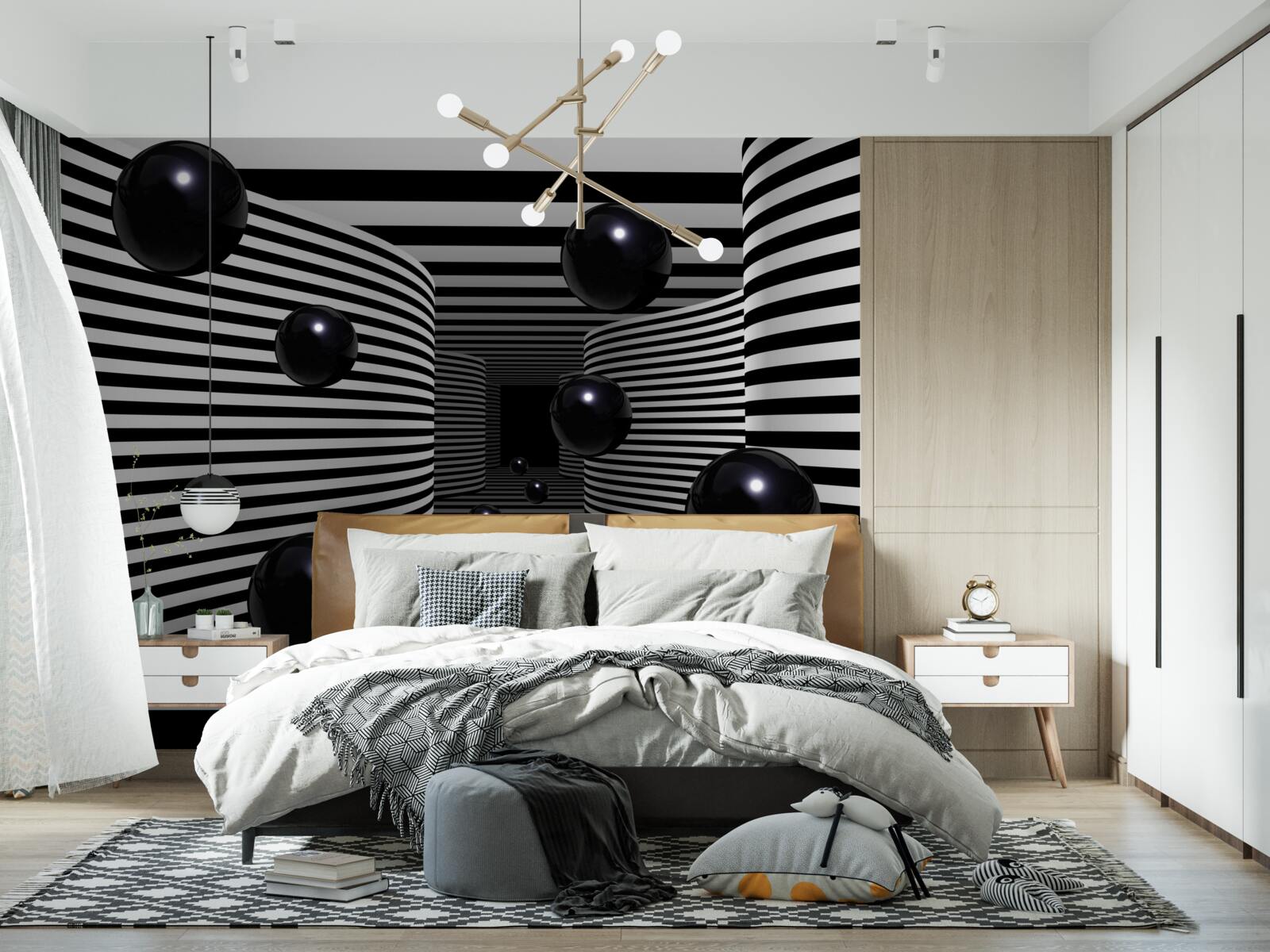 Papier peint boules noires de l'espace