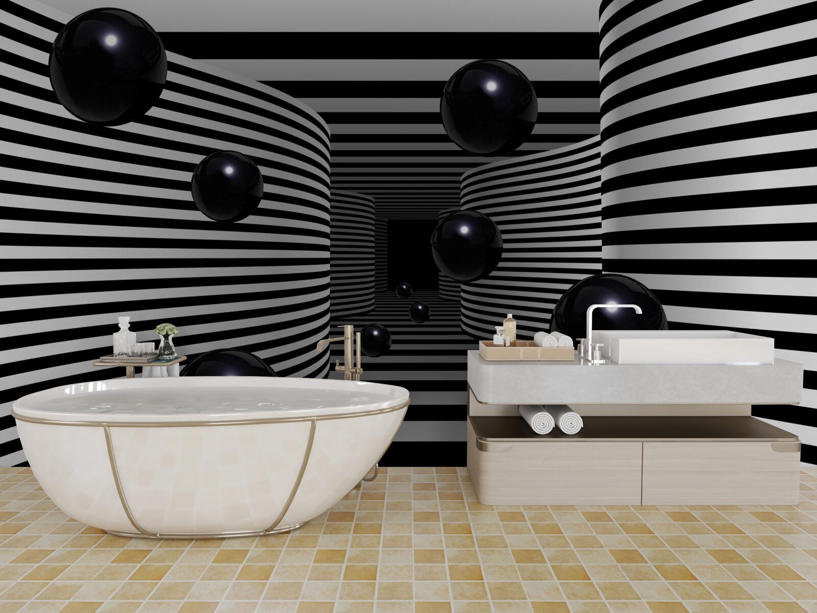 Papier peint boules noires de l'espace