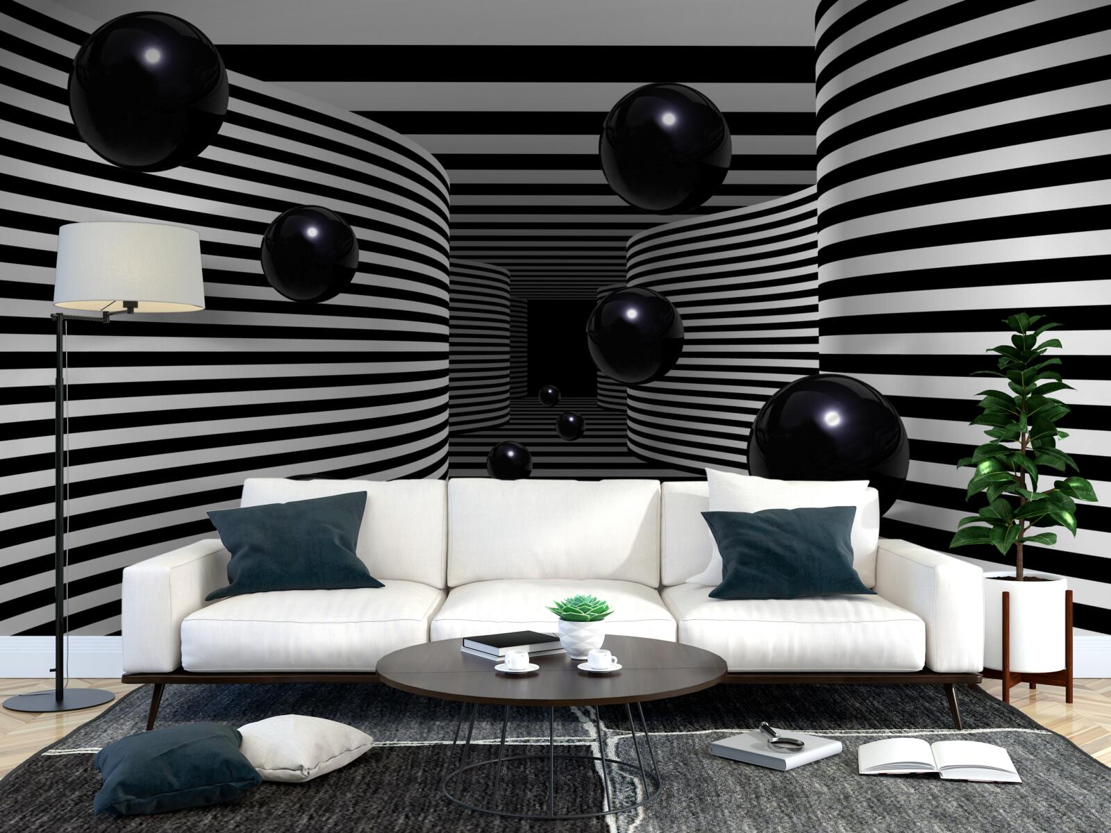 Papier peint boules noires de l'espace