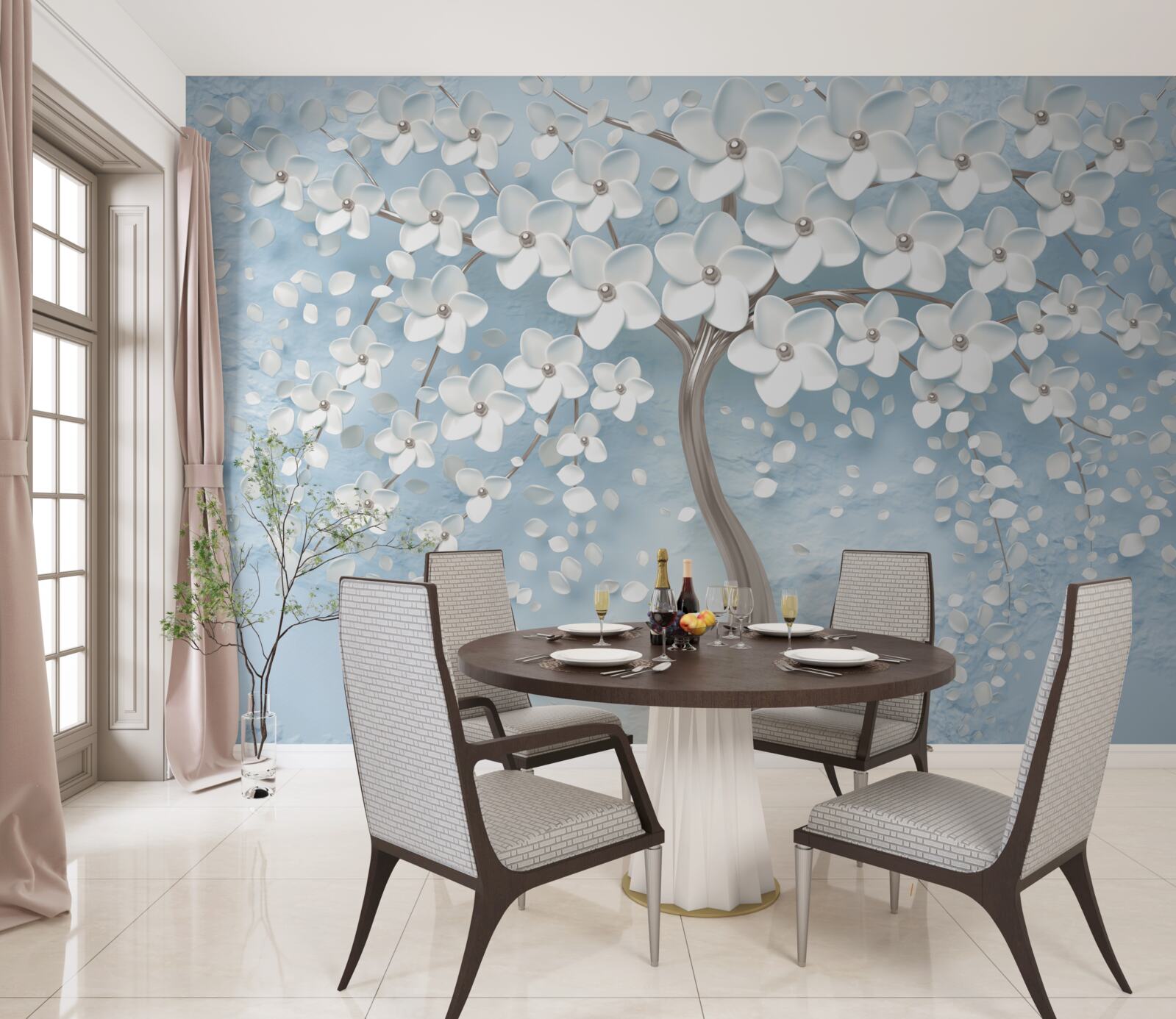 Papier peint sur fond de ciel bleu, un arbre