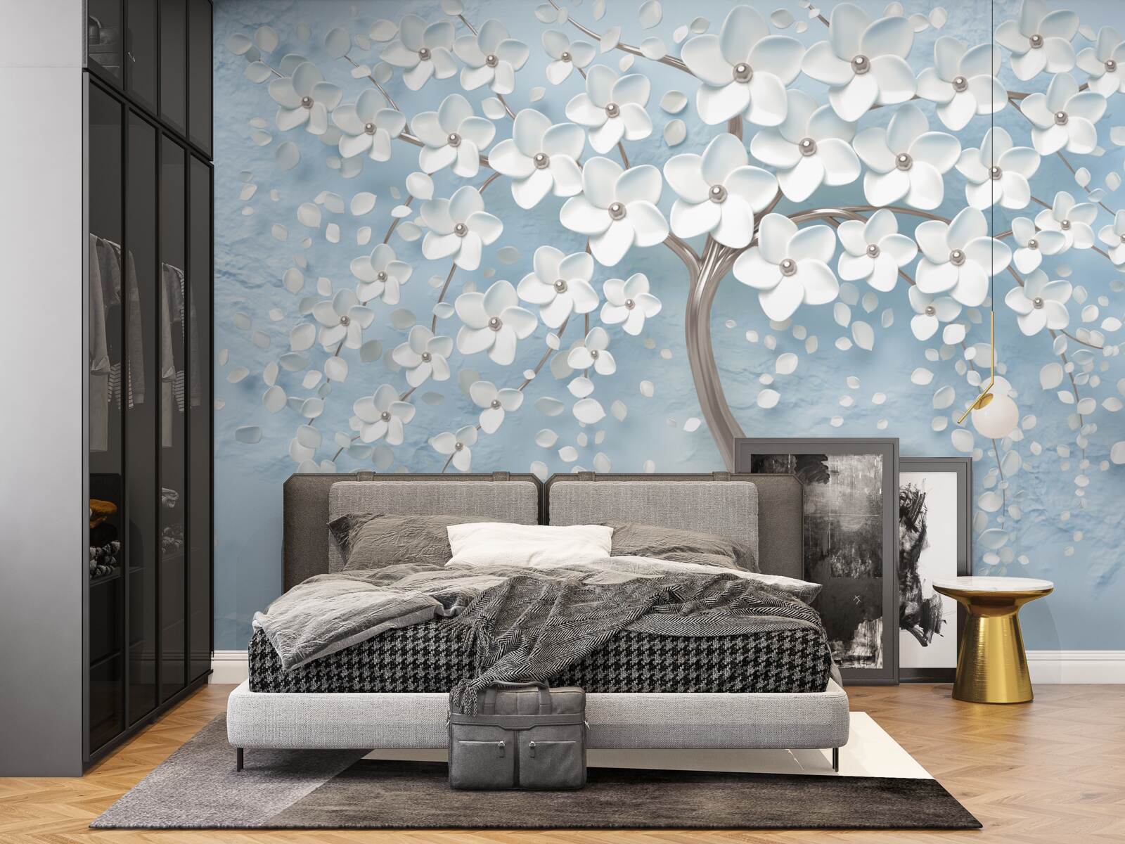 Papier peint sur fond de ciel bleu, un arbre