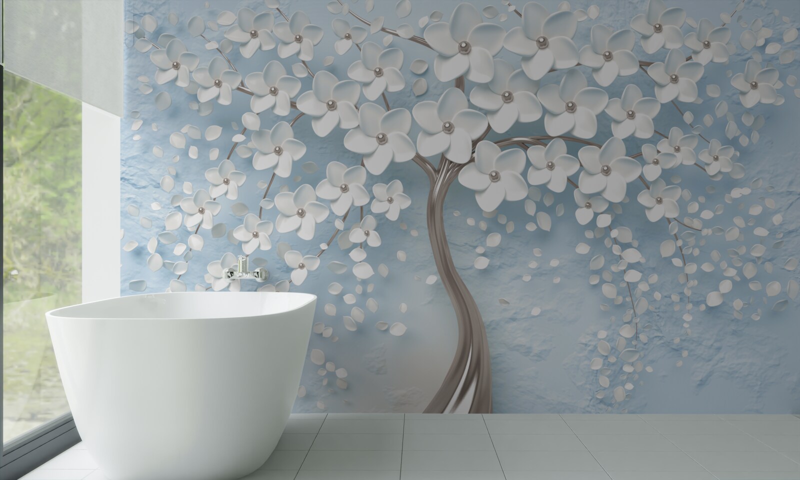 Papier peint sur fond de ciel bleu, un arbre