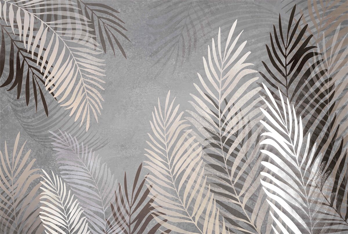 Papier peint feuilles exotiques douces