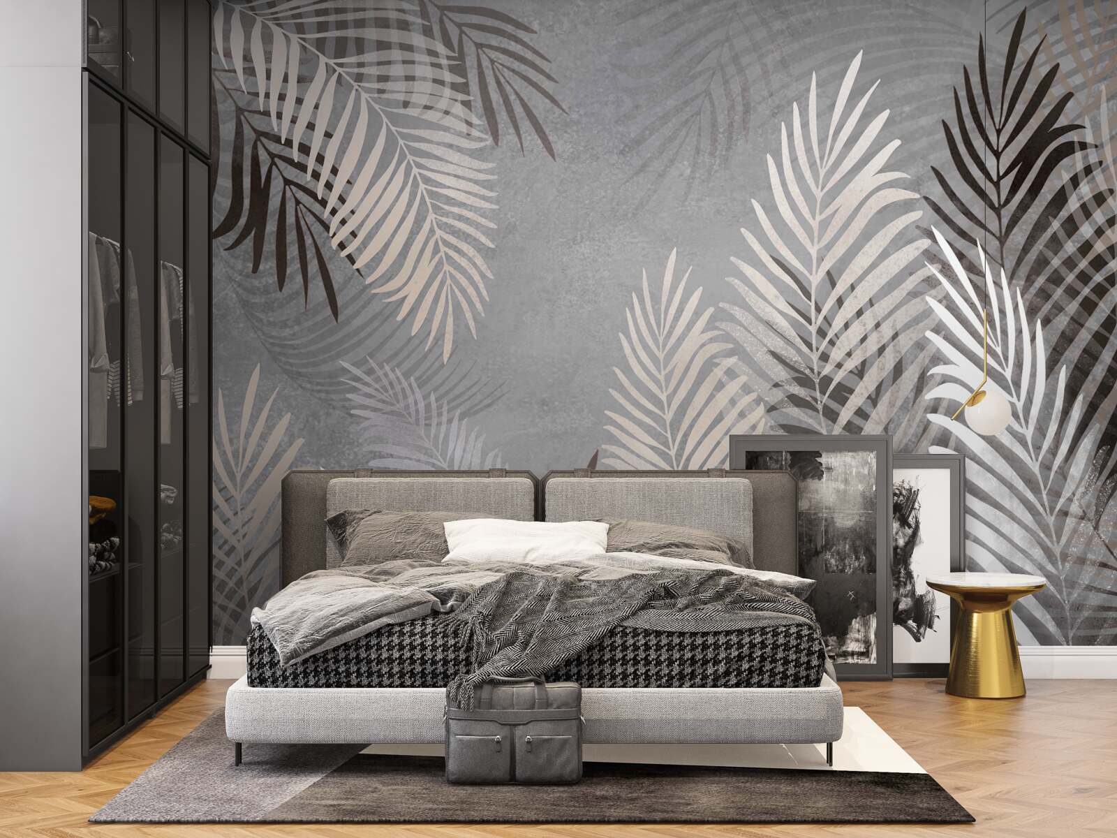 Papier peint feuilles exotiques douces