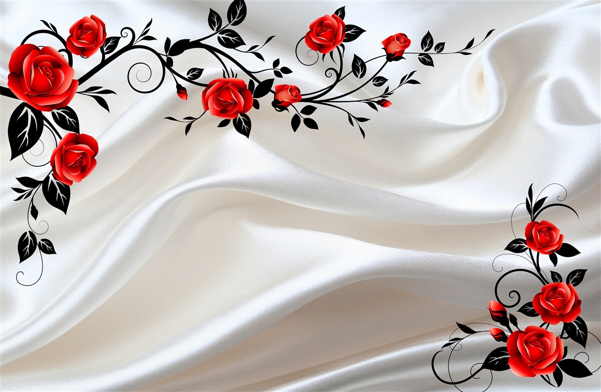 Papier peint le satin est décoré de roses