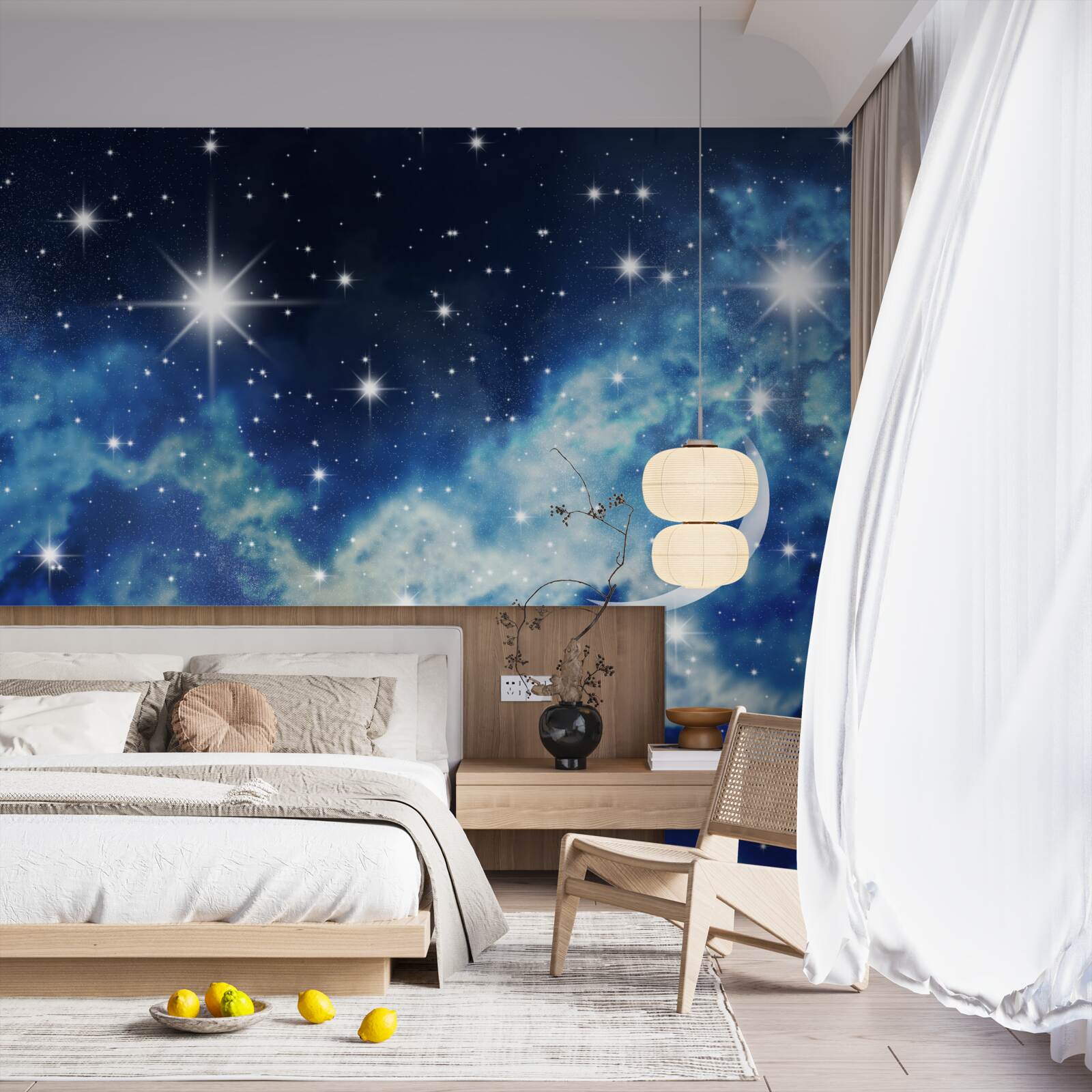 Papier peint scénario de plafond avec ciel pour la chambre à coucher