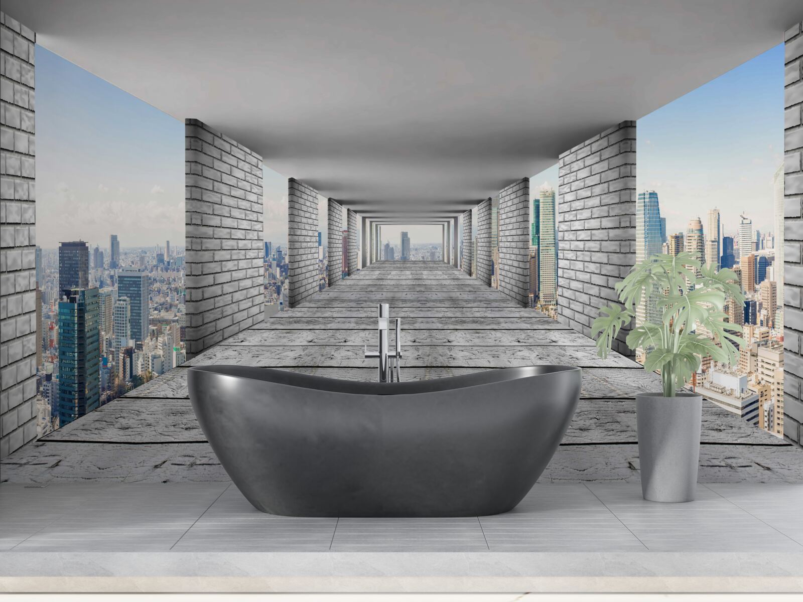 Papier peint métro ouvrant le panorama de la ville