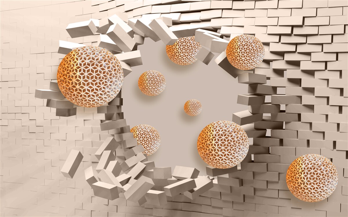 Papier peint Boules et cloisons 3d