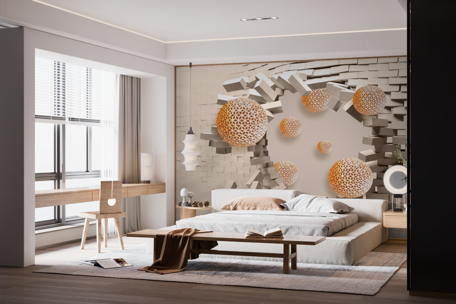 Papier peint Boules et cloisons 3d