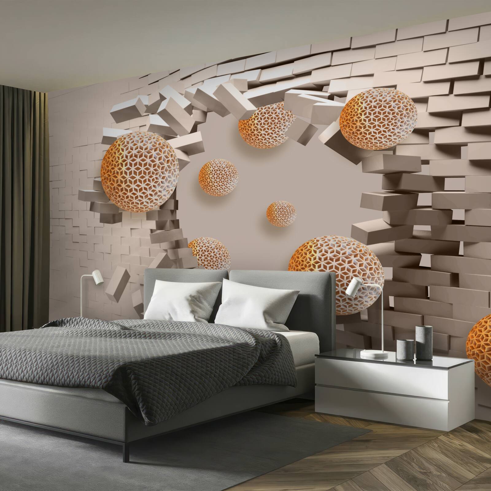 Papier peint Boules et cloisons 3d