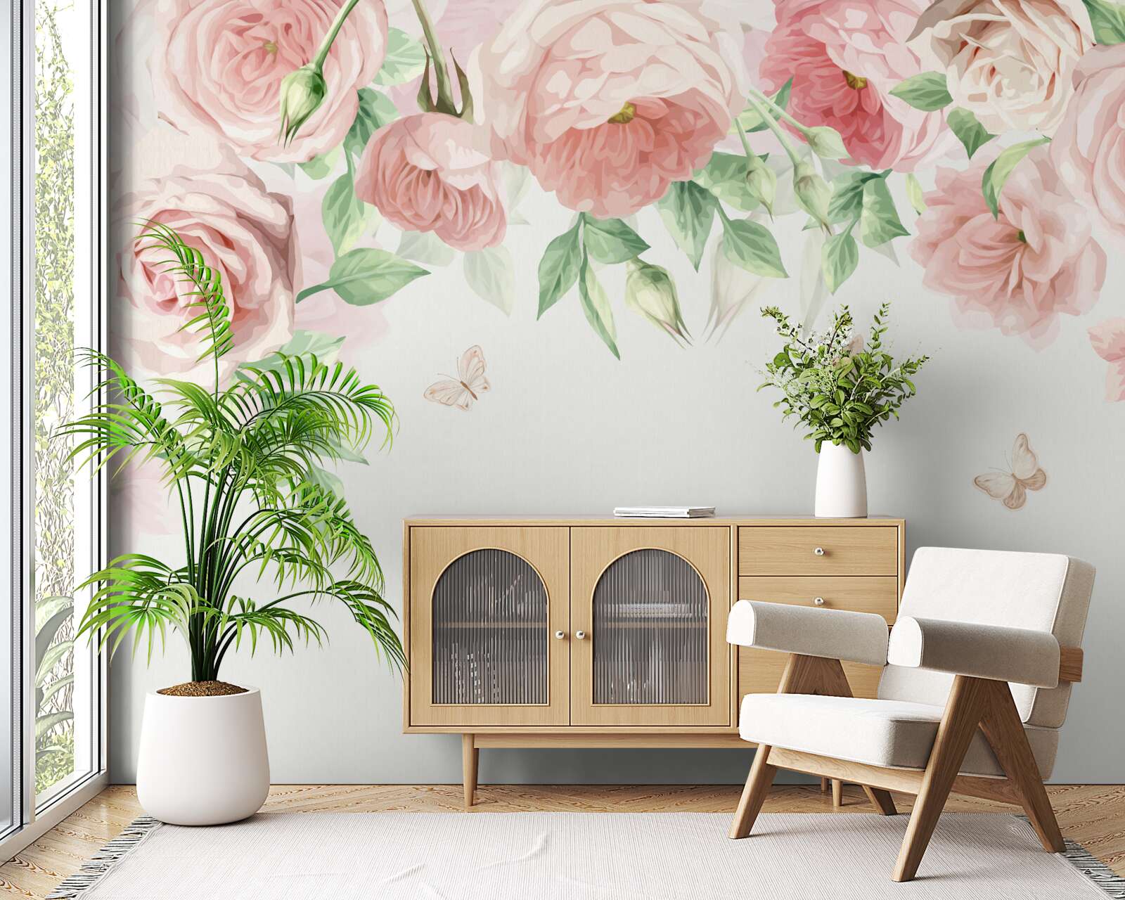 Papier peint fleurs peintes à l'aquarelle