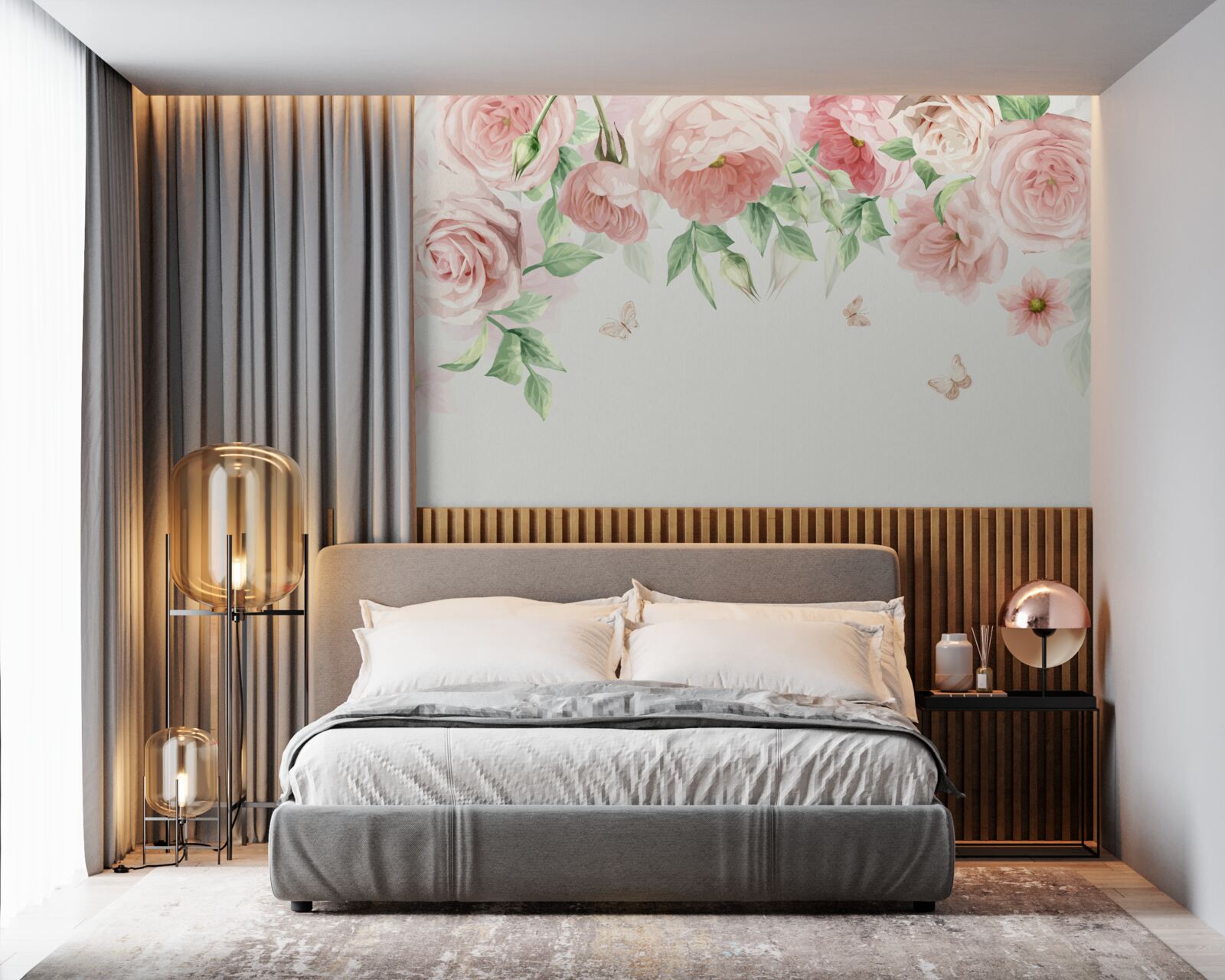 Papier peint fleurs peintes à l'aquarelle