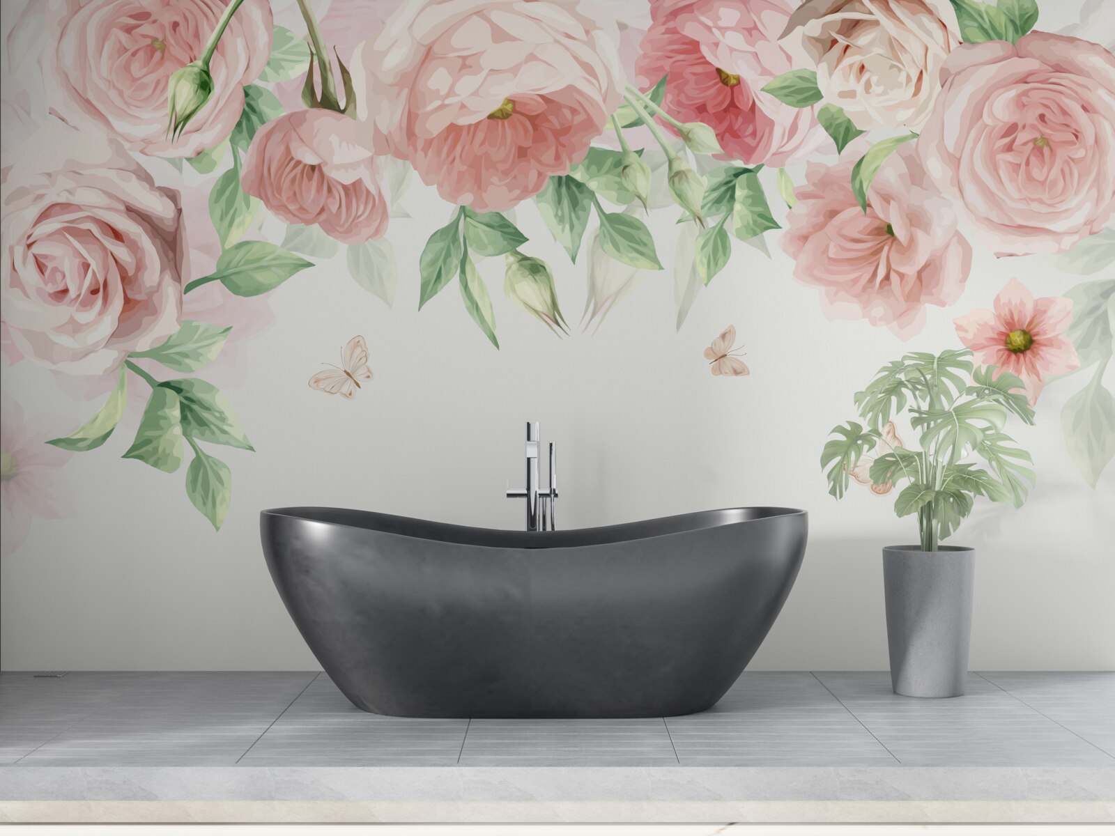 Papier peint fleurs peintes à l'aquarelle