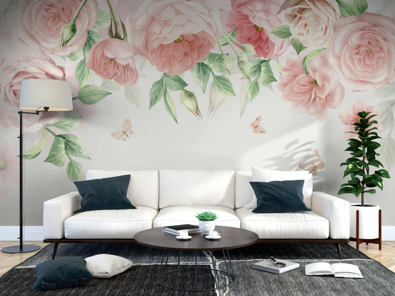 Papier peint fleurs peintes à l'aquarelle