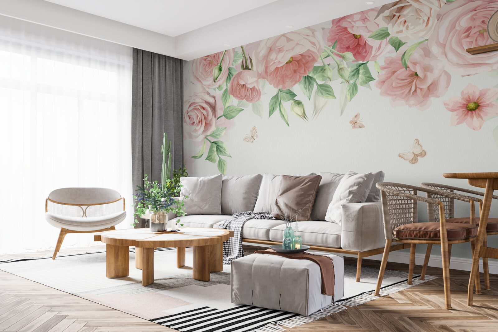 Papier peint fleurs peintes à l'aquarelle