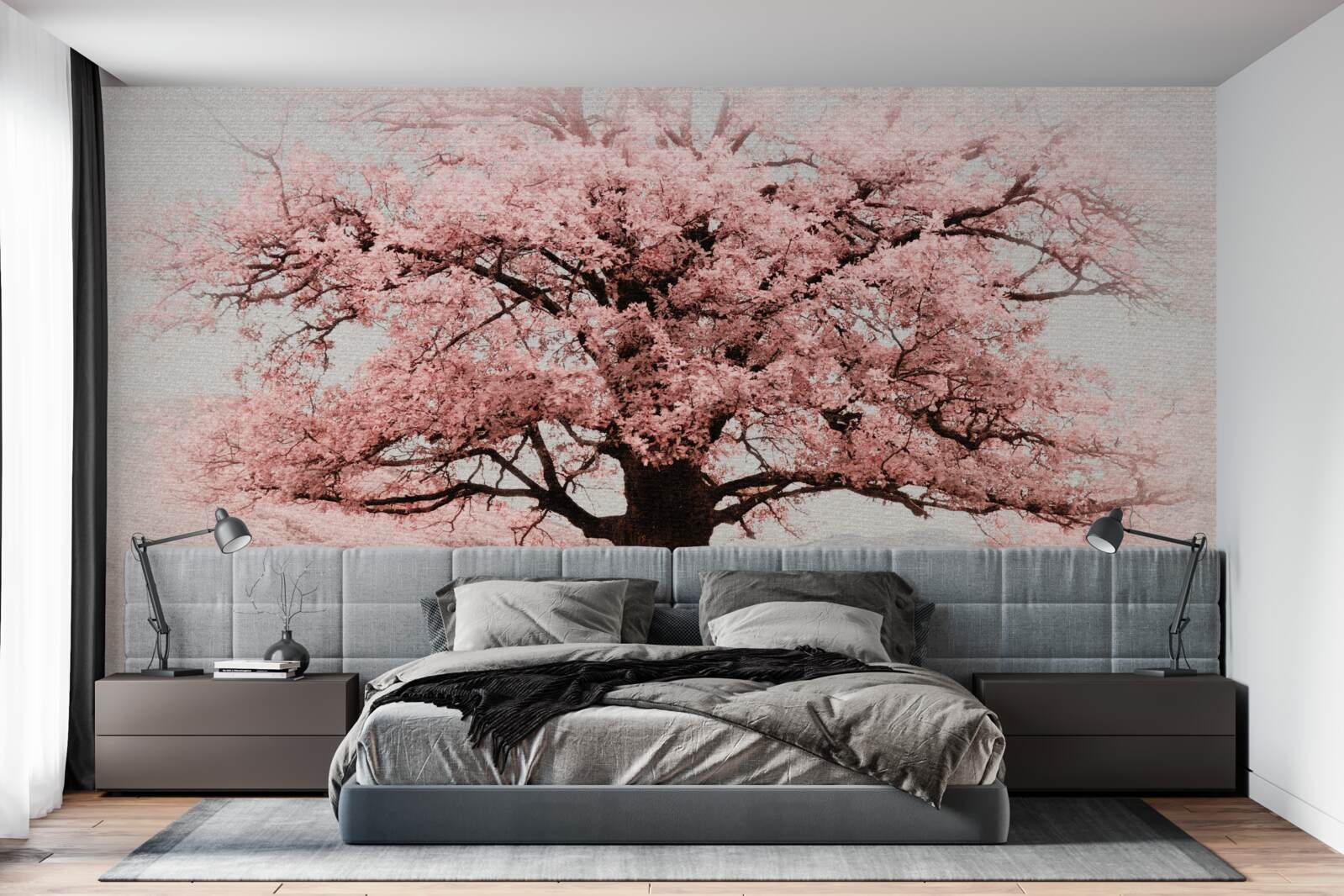 Papier peint le paysage est en nuances de rose