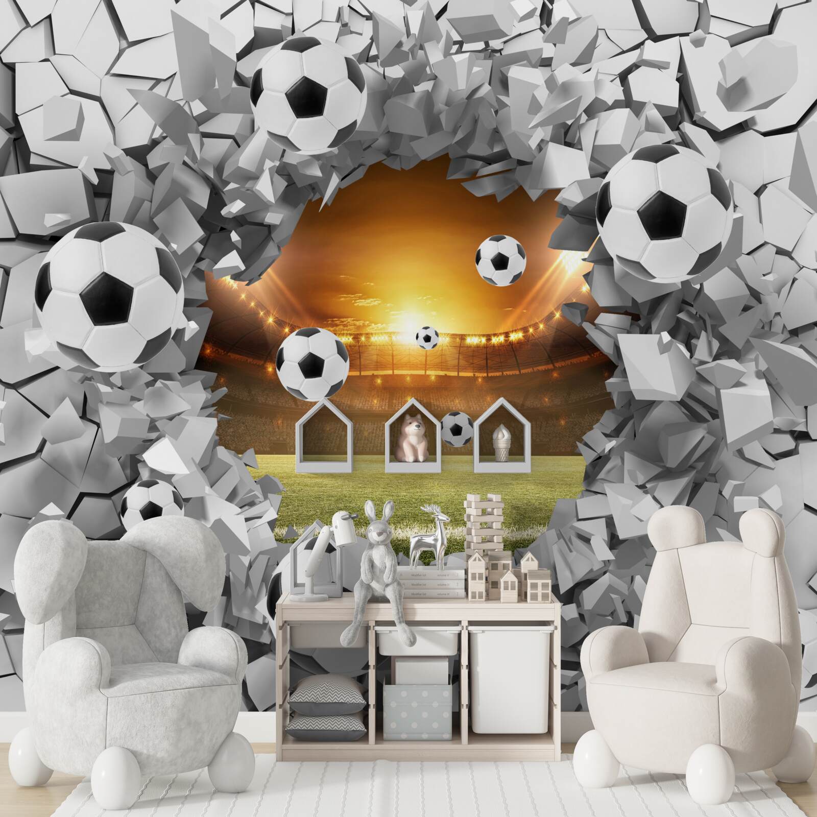 Papier peint Boules 3d et conteneur