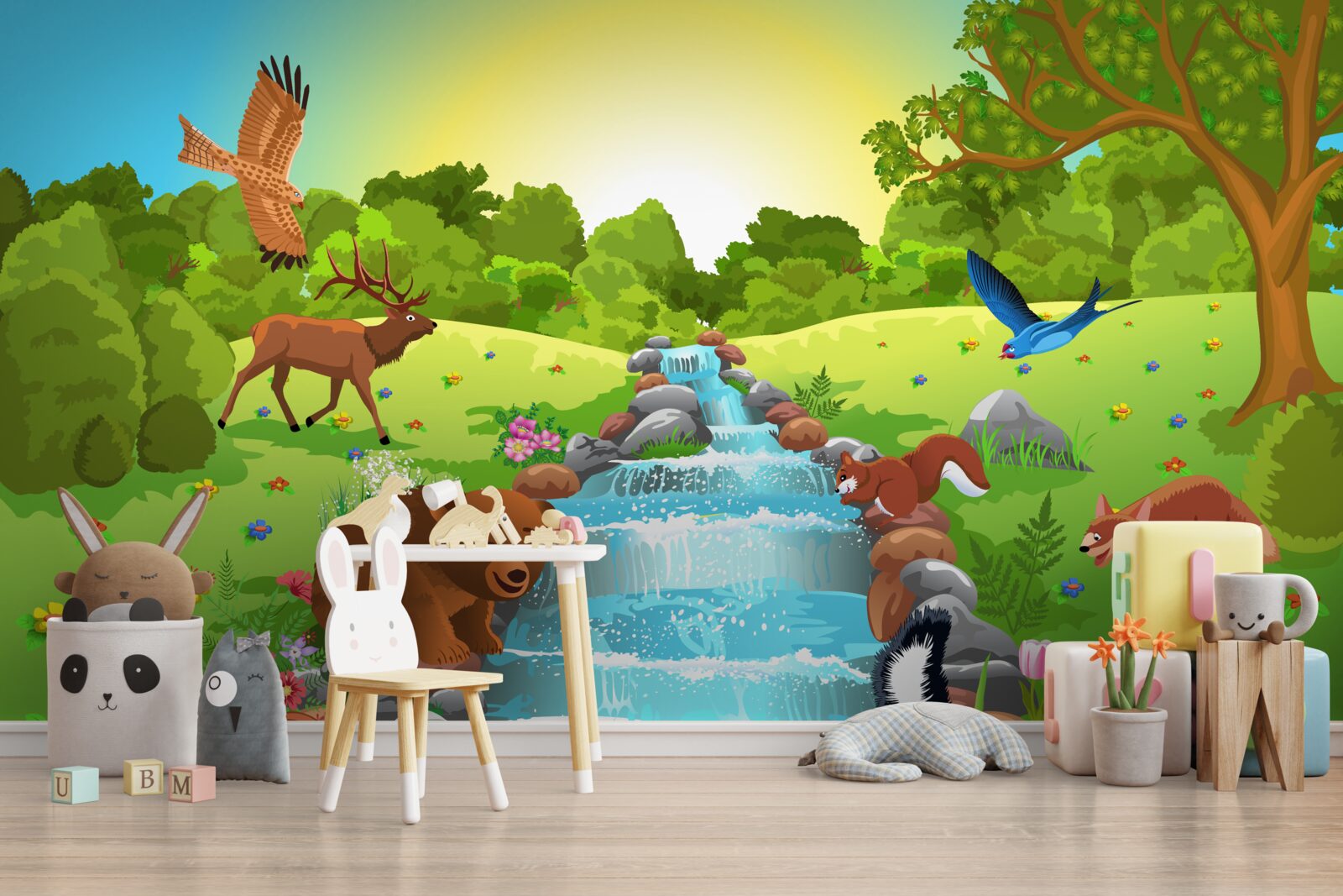 Papier peint animaux au point d'eau