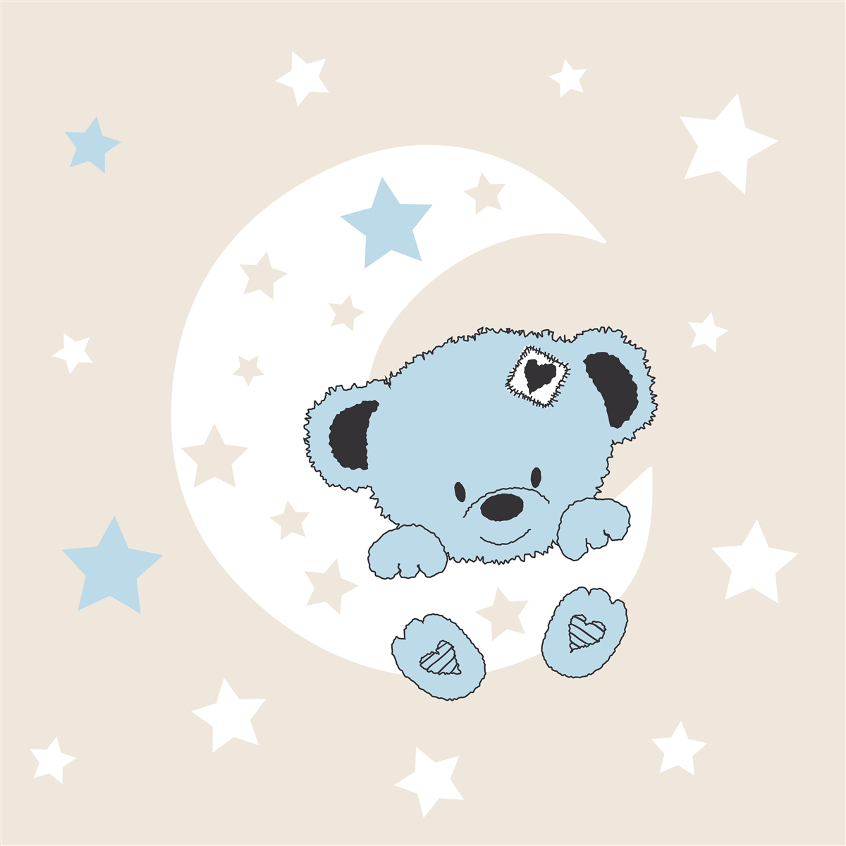 Papier peint petit ours s'accroche à la lune