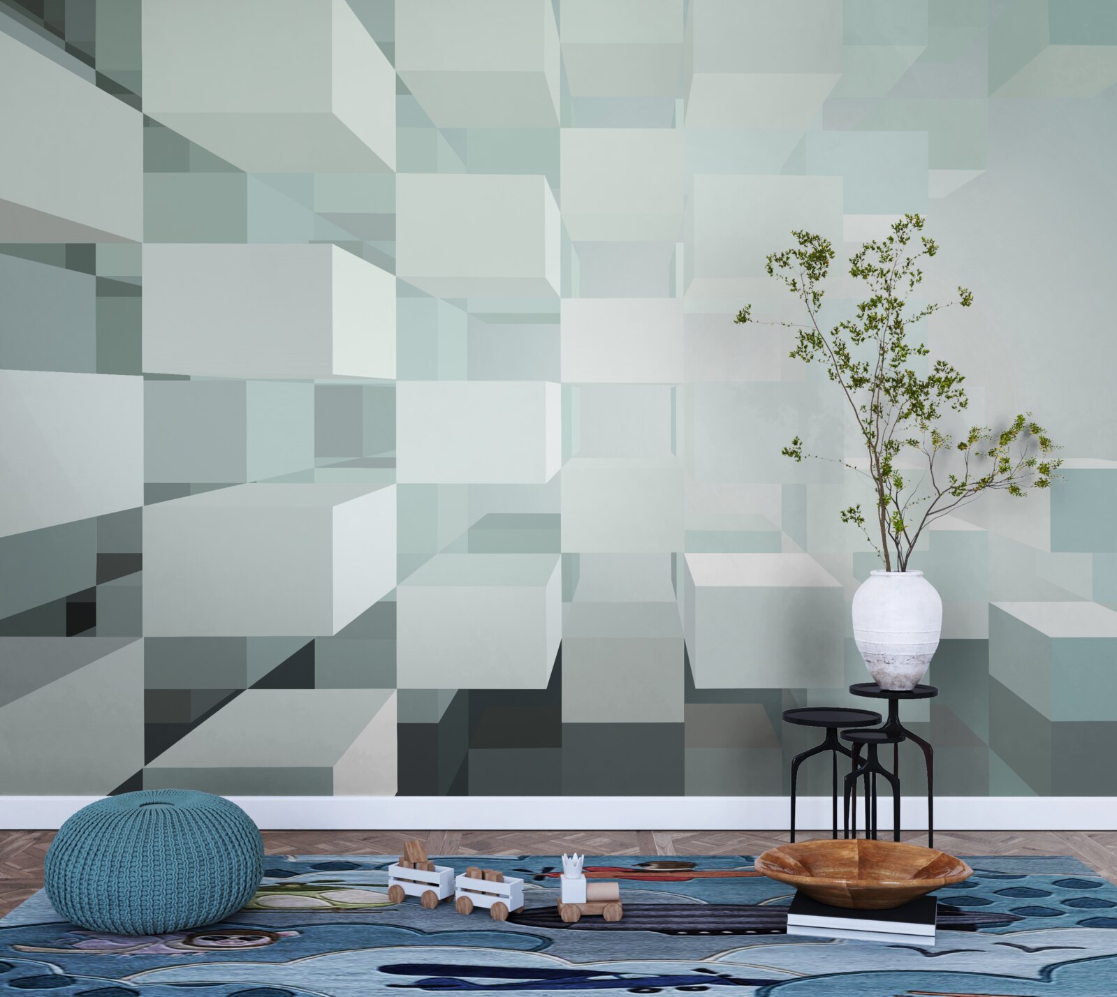 Papier peint lumière objets 3d