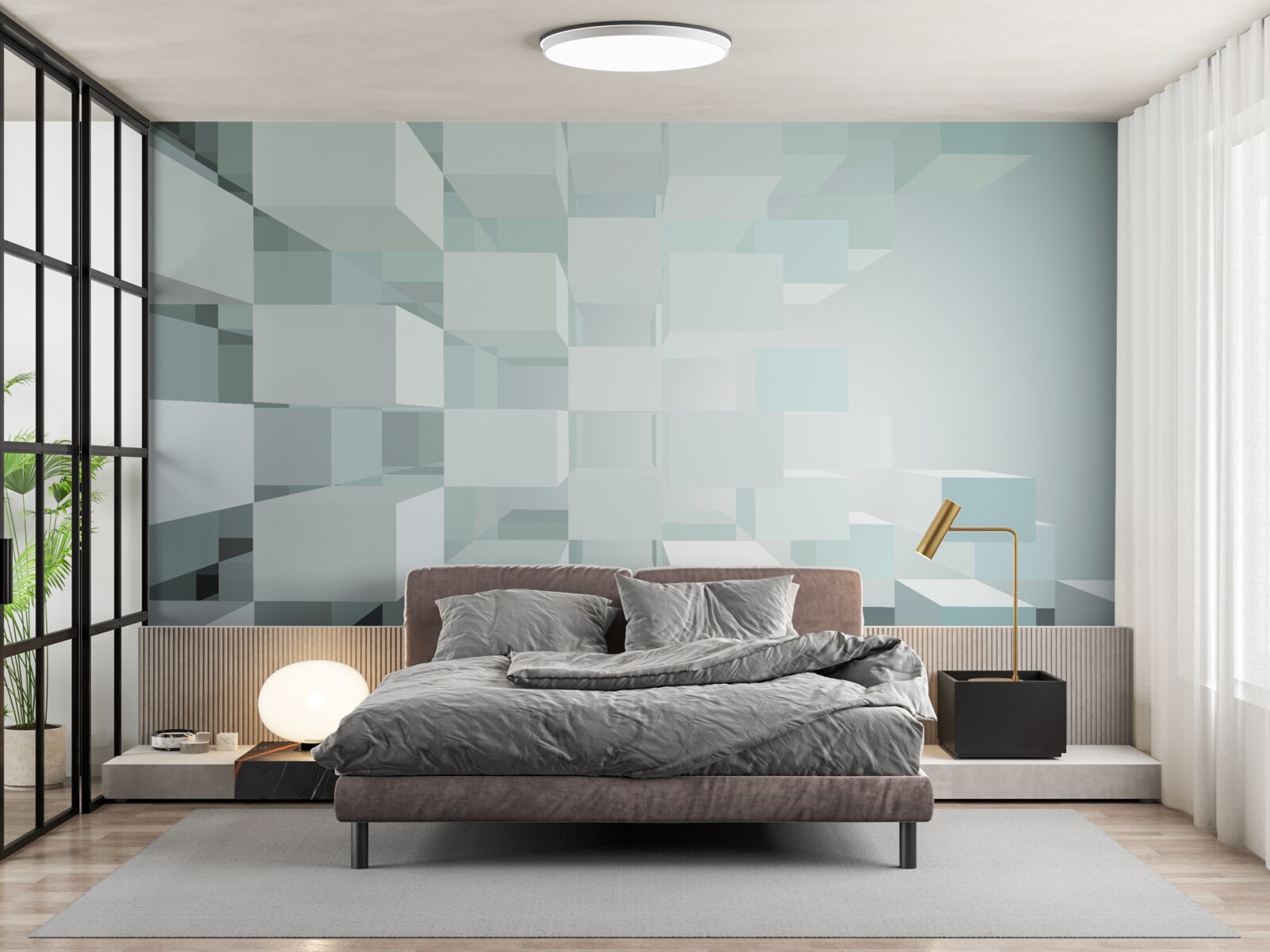 Papier peint lumière objets 3d