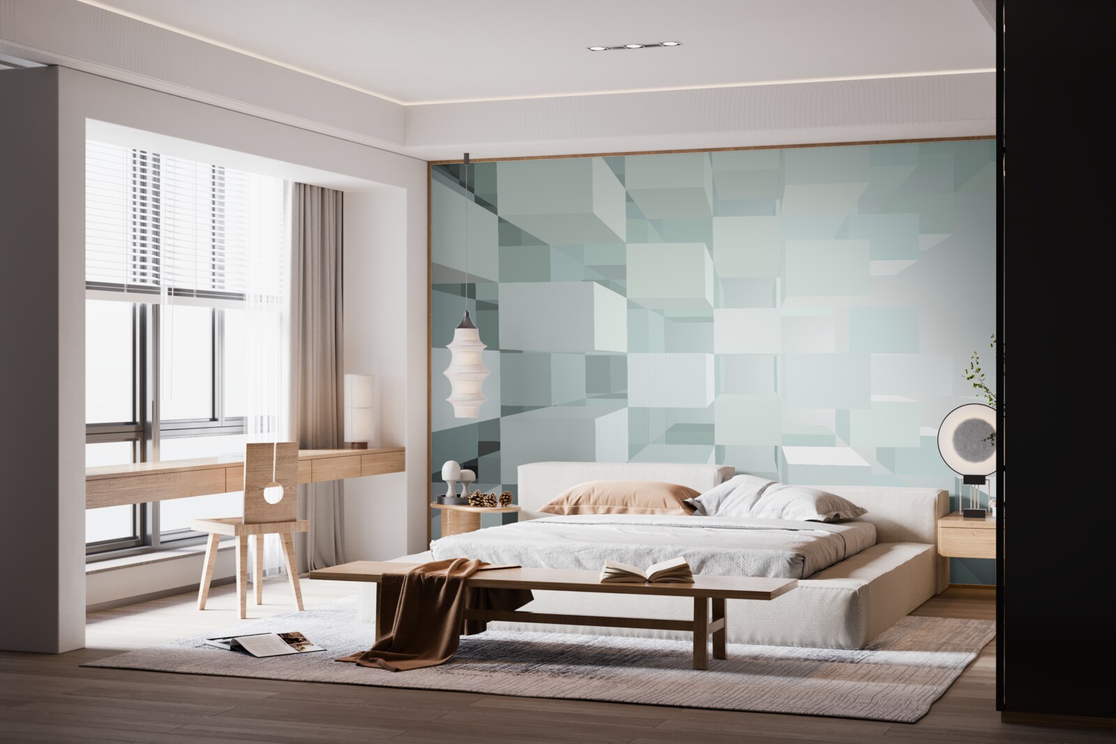 Papier peint lumière objets 3d